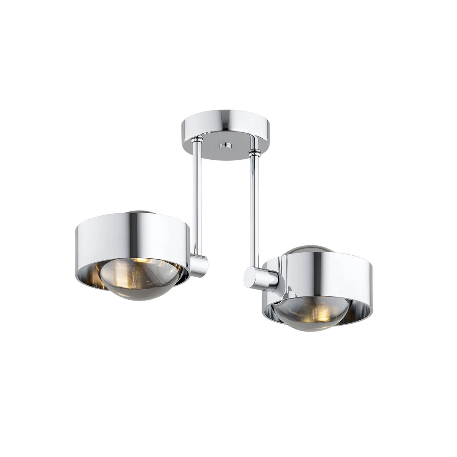 Plafondlamp Mado, staal chroomkleurig, glas rookkleurig, 2-lamps