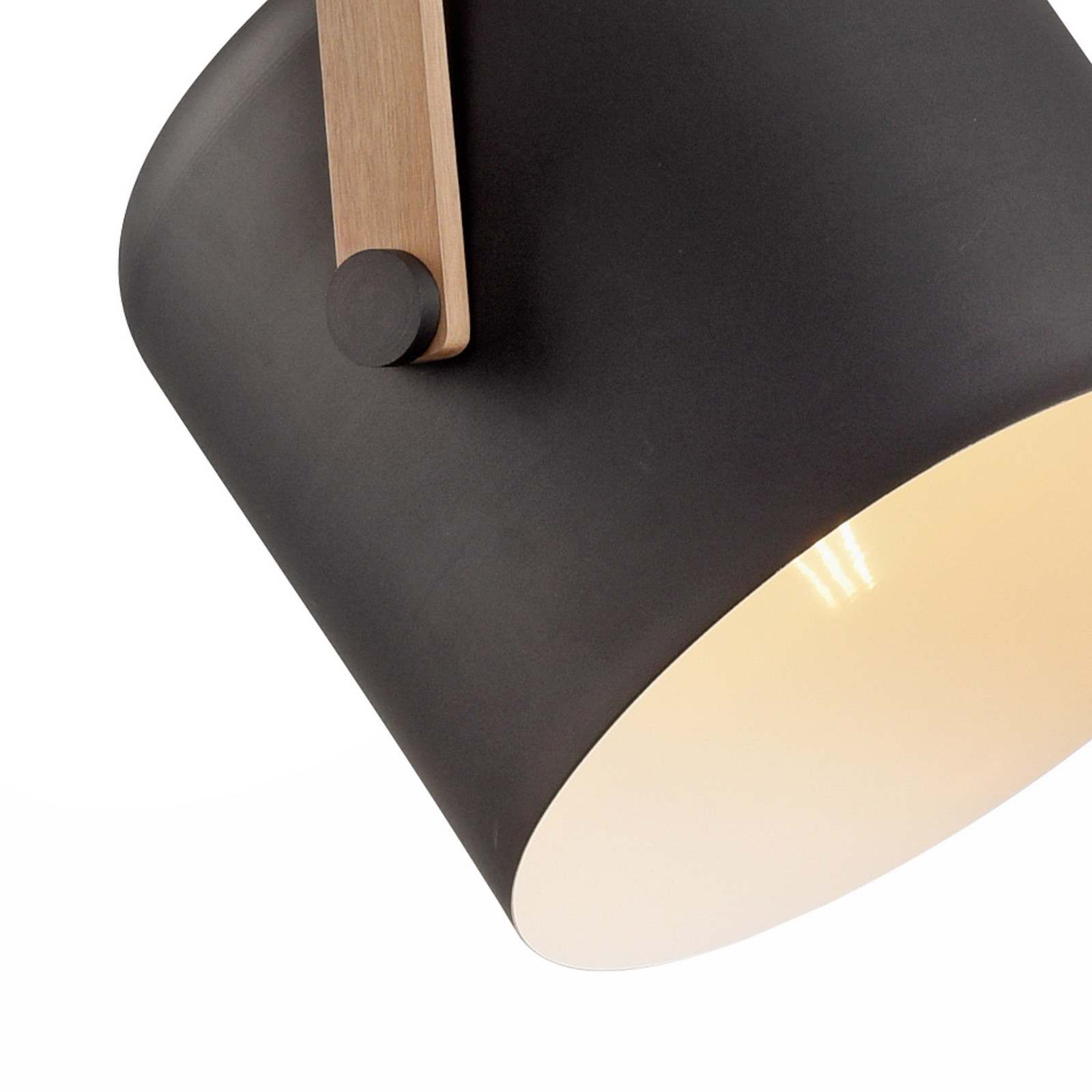 JUST LIGHT. Lampă suspendată Cup o singură lumină 35 cm - Camera de zi / sufragerie - negru maro deschis - Lemn