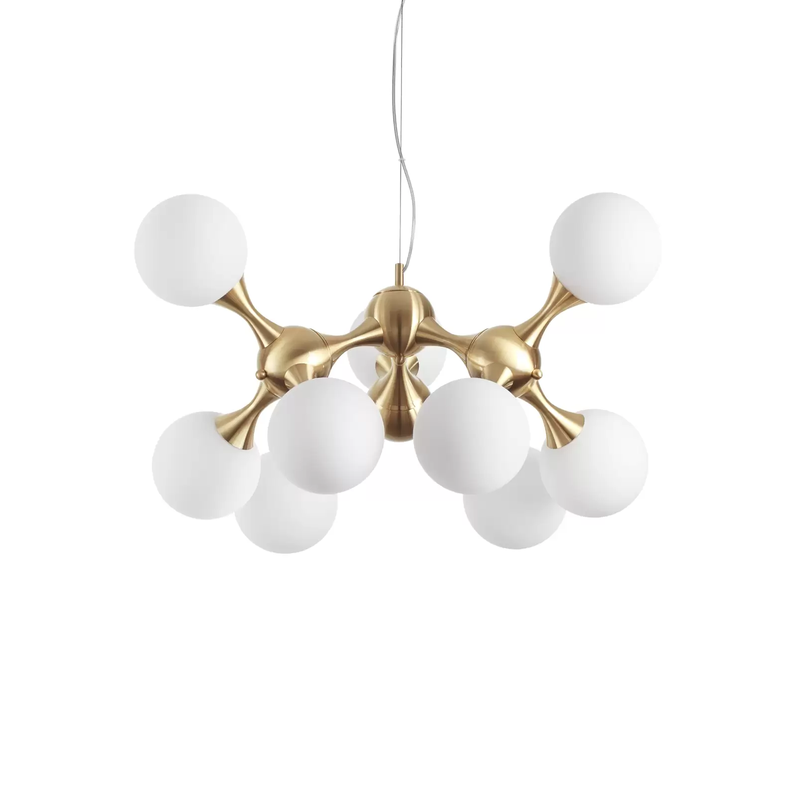 Ideal Lux lampada a sospensione Nodi a 9 luci in ottone/bianco