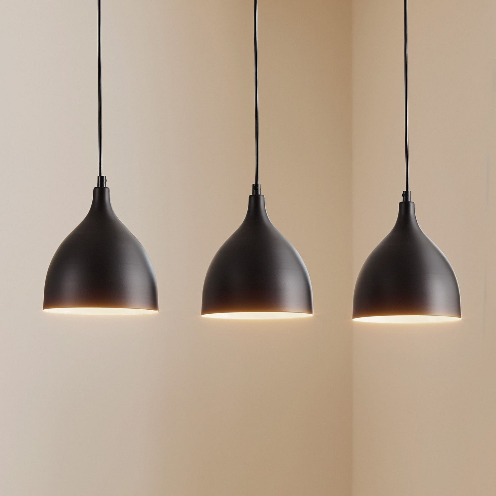 Luminex Lampă suspendată Nanu negru oțel inoxidabil 3 becuri - Camera de zi / sufragerie - modern - Metal