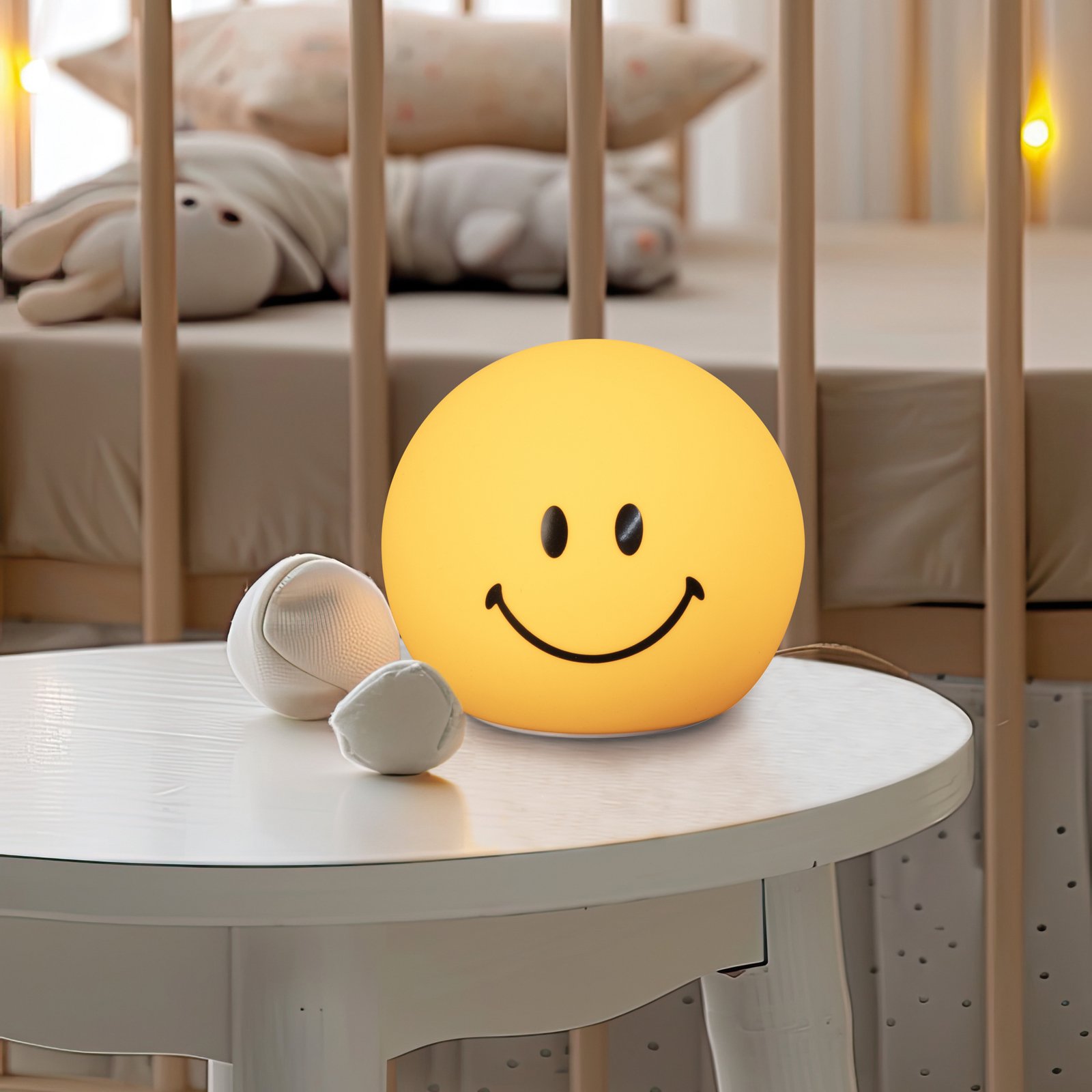 Lanterna LED Smiley, galbenă, Ø 13 cm, silicon