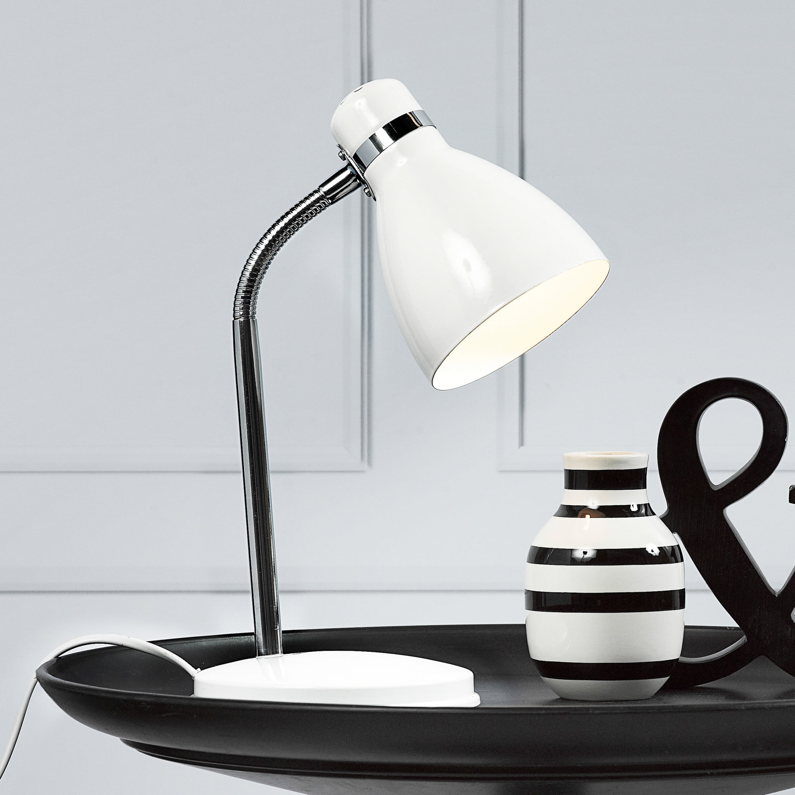 Moderná stolová lampa CYCLONE biela