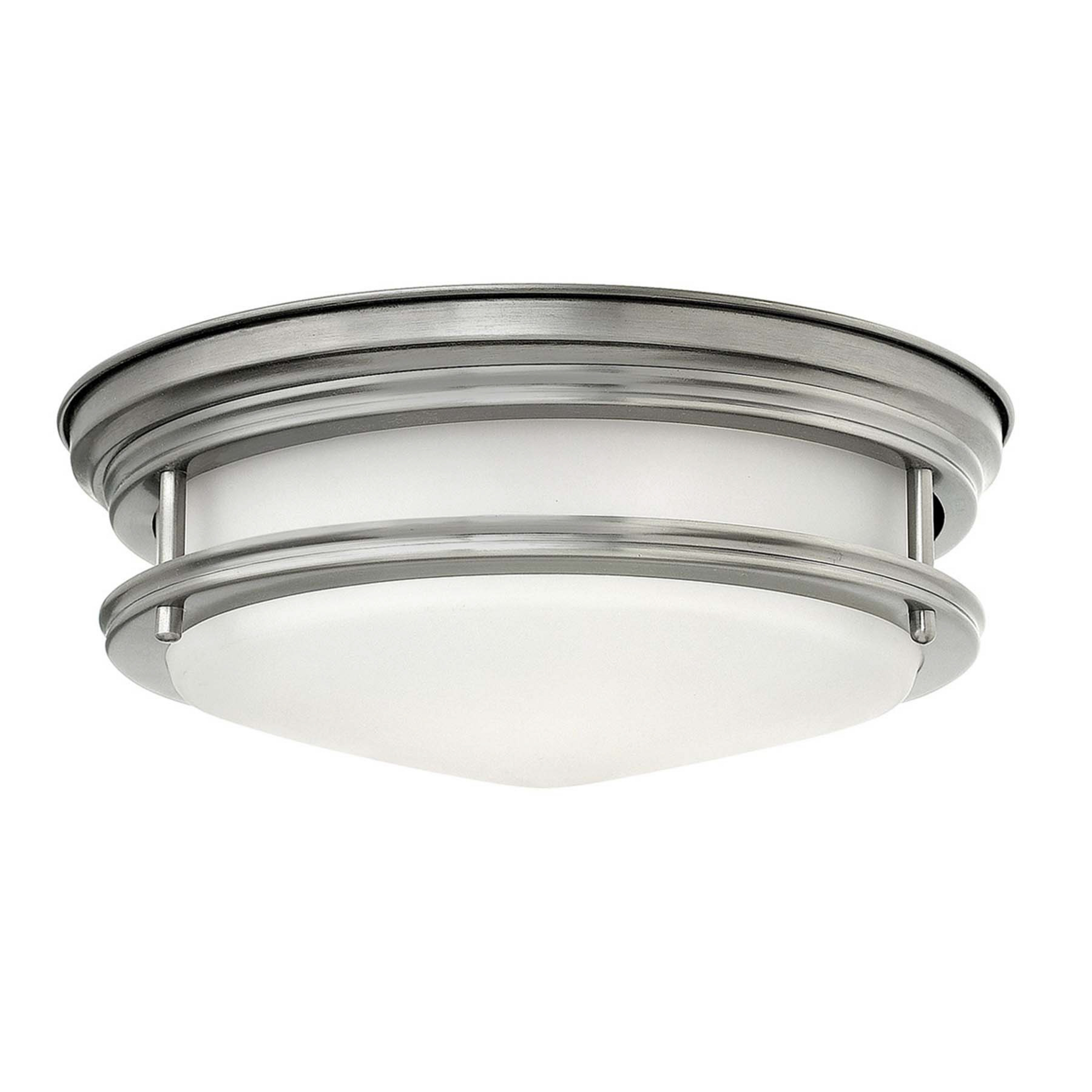 Hadrian udendørs loftslampe, antik nikkel/opalhvid