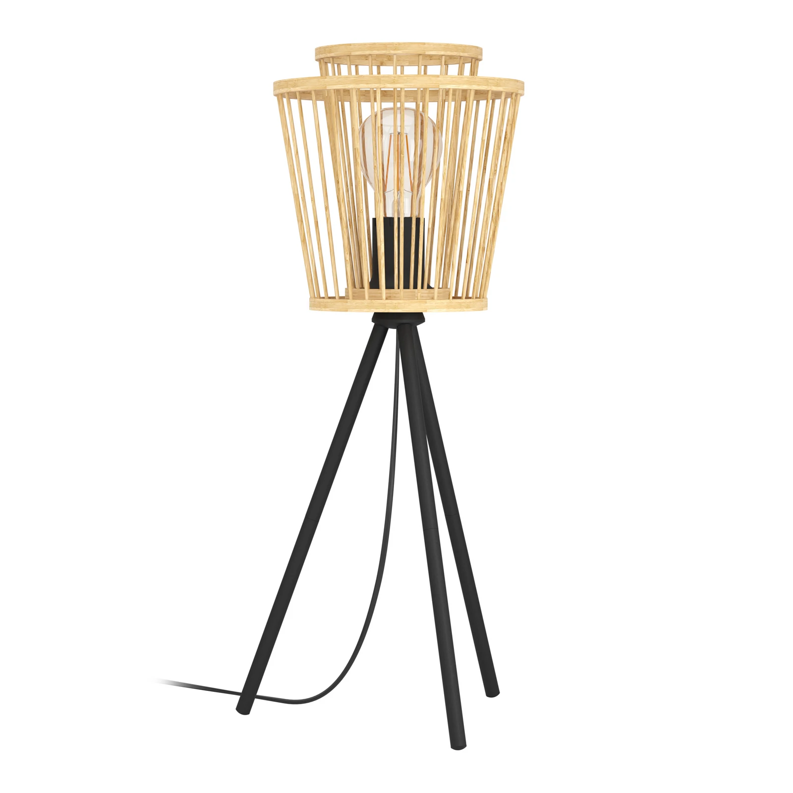 Hykeham tafellamp, hoogte 57 cm, naturel/zwart, bamboe