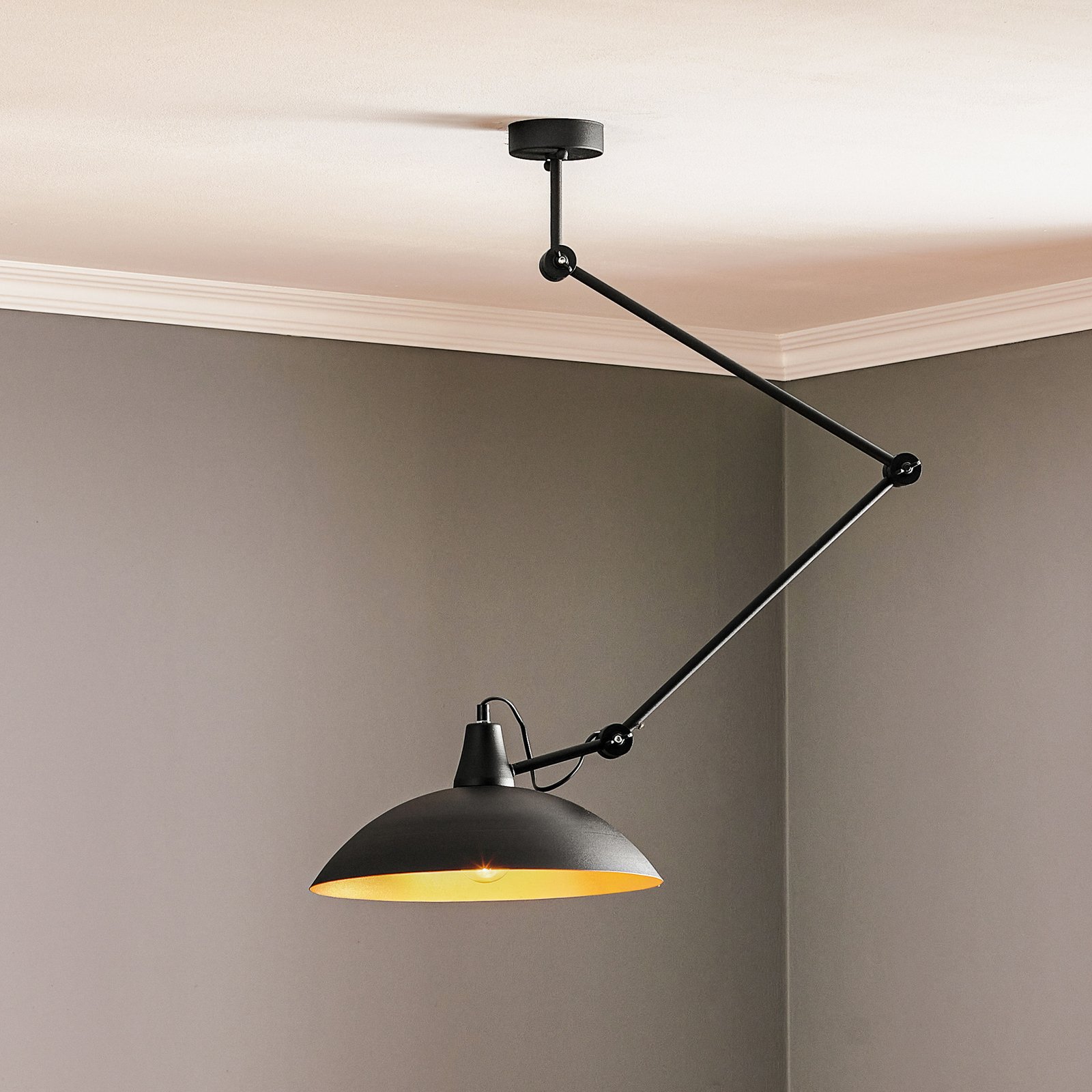 808 ceiling lamp, adjustable, 1-bulb, black/gold