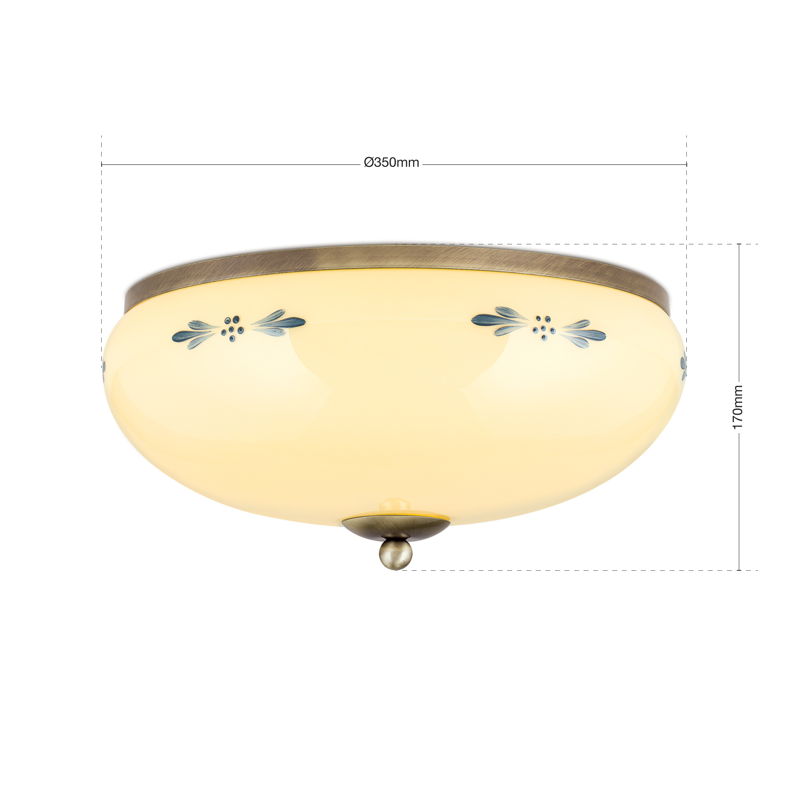 Deckenlampe Landhaus mit handbemaltem Glas