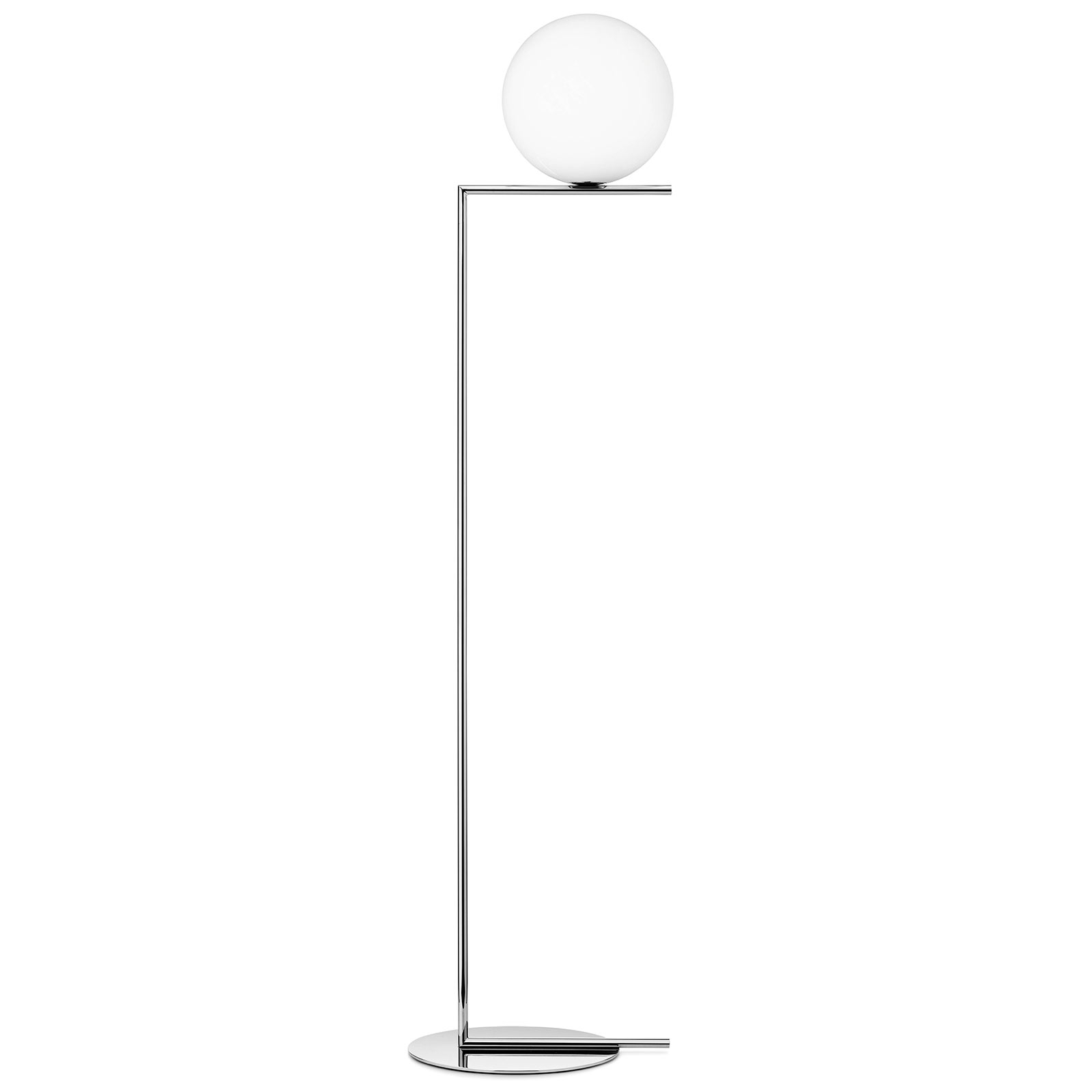 Flos FLOS IC F2 floor lamp chrome Ø 30 cm, for Living / Dining Room, steel, glass, E27, 205 W, energy efficiency: A++, H: 185 cm
