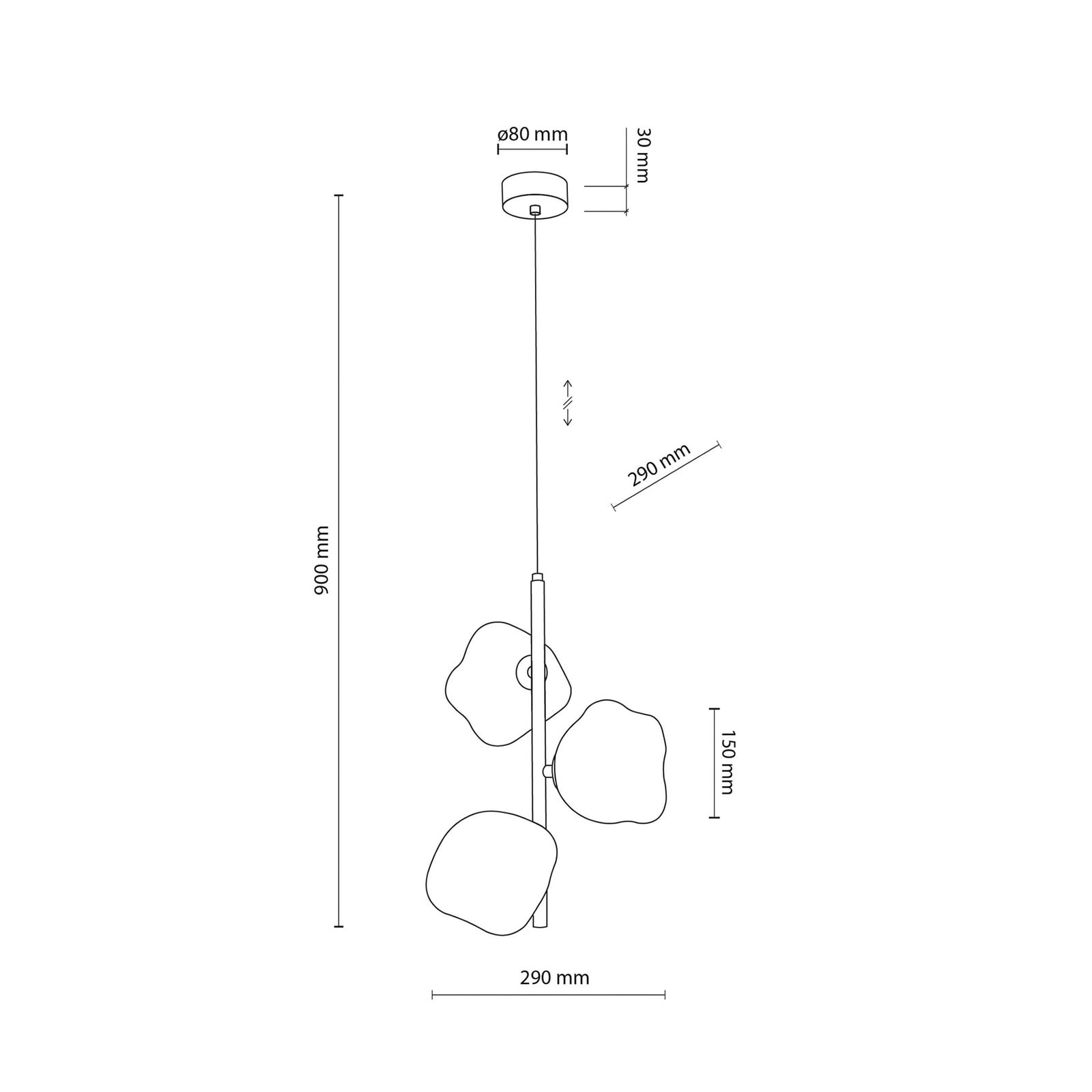 Suspension Lava, à 3 lampes, Ø 29 cm, sable/cognac, G9