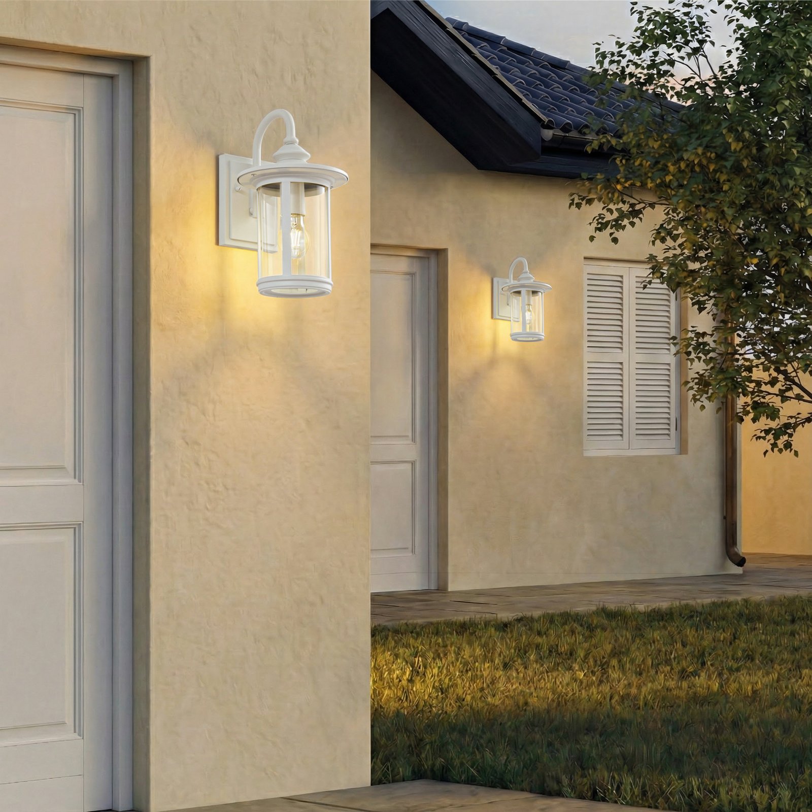 Zayn udendørs væglampe, højde 33 cm, glas, hvid, IP23 - Lindby Zayn udendørs væglampe, højde 33 cm, glas, hvid, IP23 - Lindby