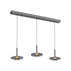 Suspension LED Vitrum, grise, verre/aluminium, à 3 lampes - PURE