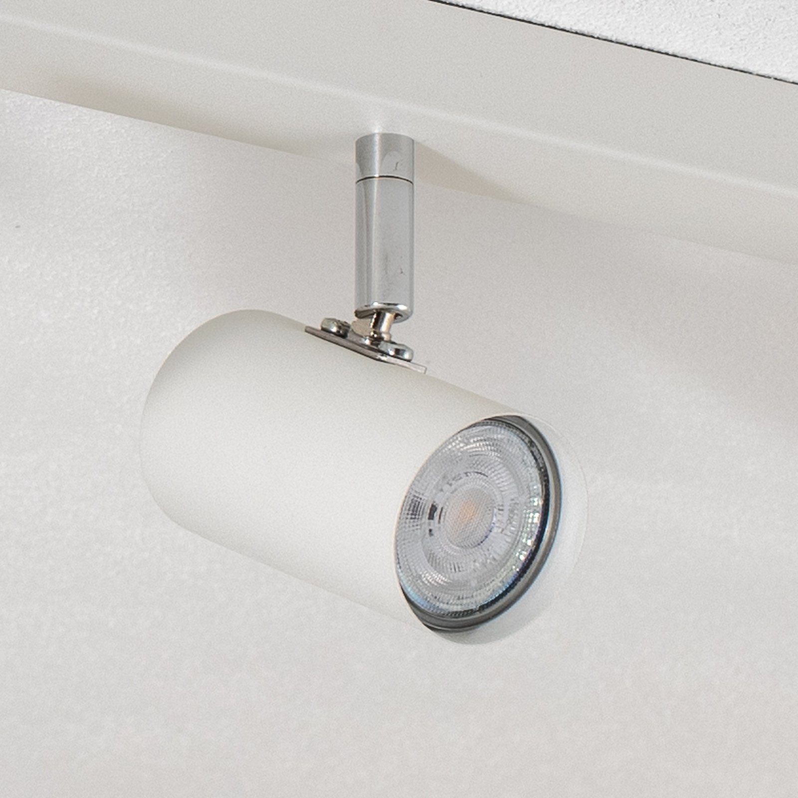 Etiqueta downlight de techo, blanco/cromo, acero, 4 luces