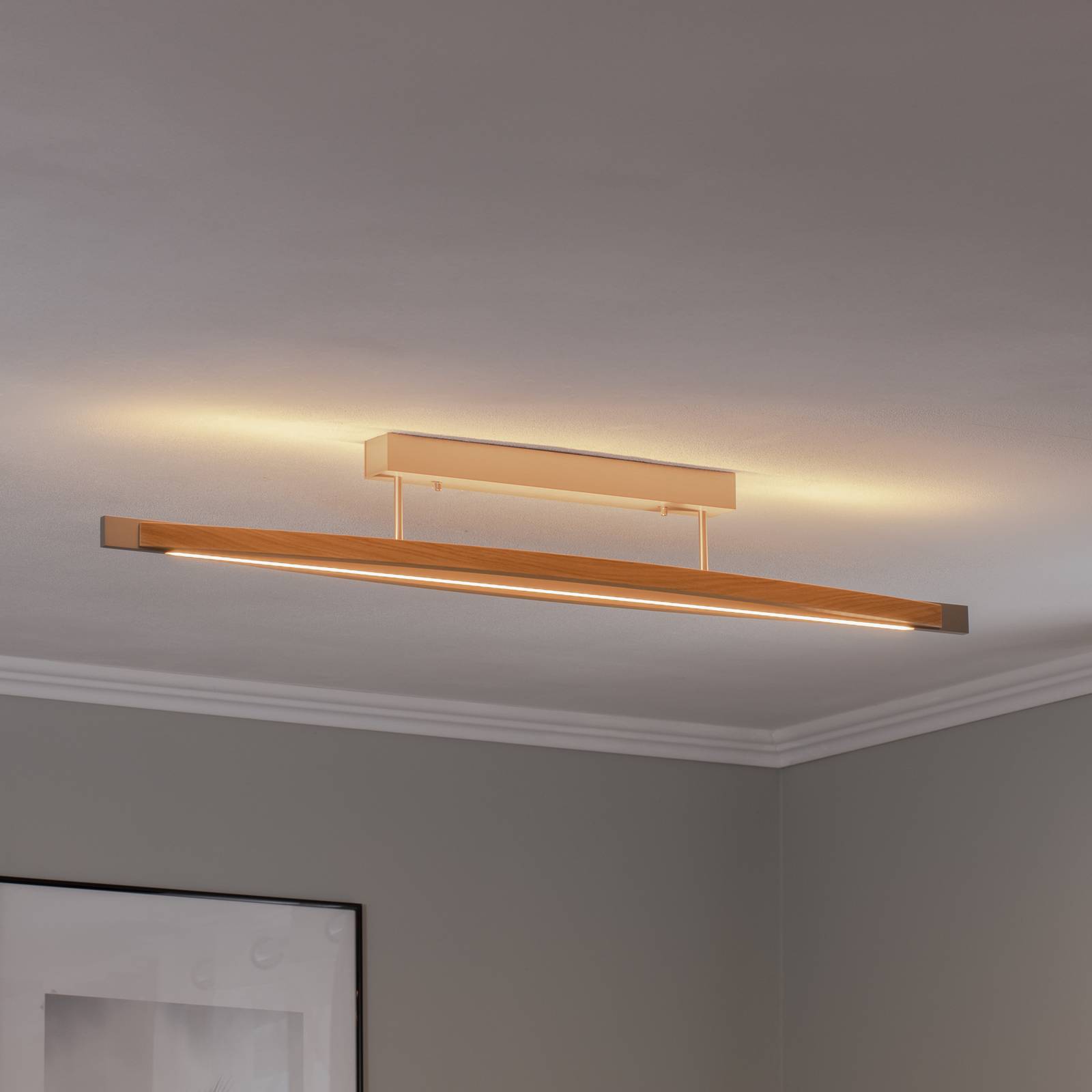 Quitani lampa sufitowa LED Kiera dąb/nikiel 38W