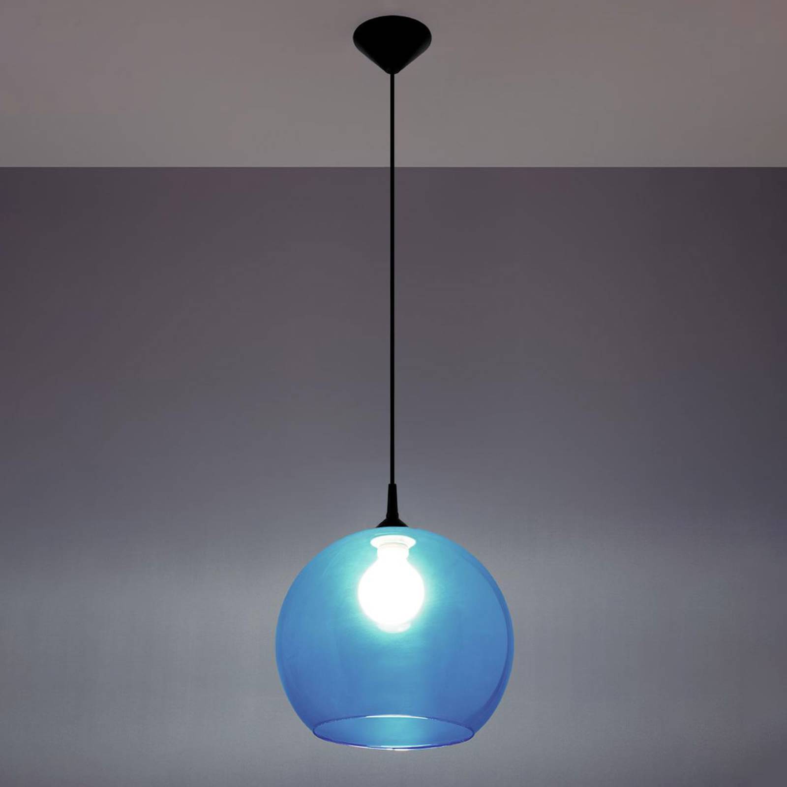 Hanglamp Colour, glazen kap blauw