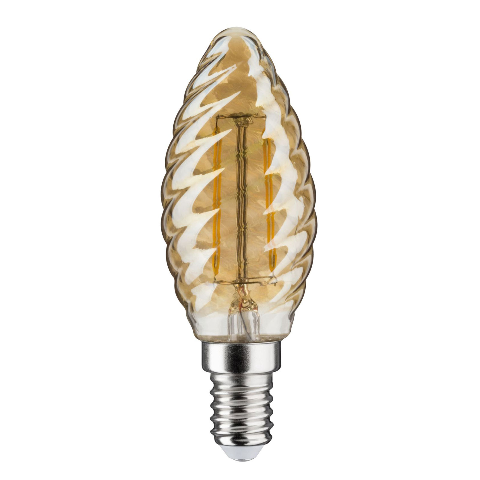 Bombilla vela LED E14 2,6W 2.500K oro retorcida