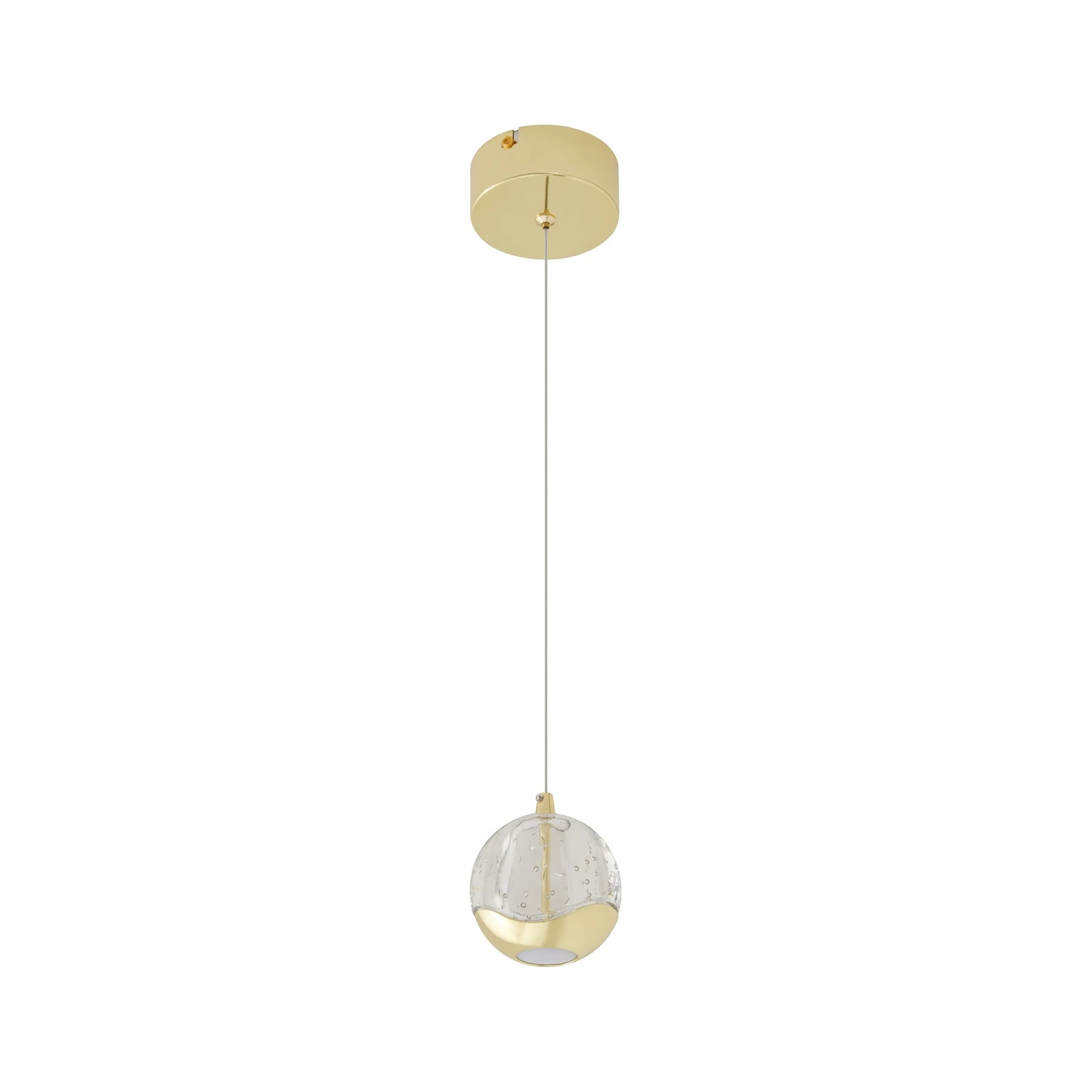 Lucande LED-es függőlámpa Hayley, Ø 9 cm, arany színű, üveg