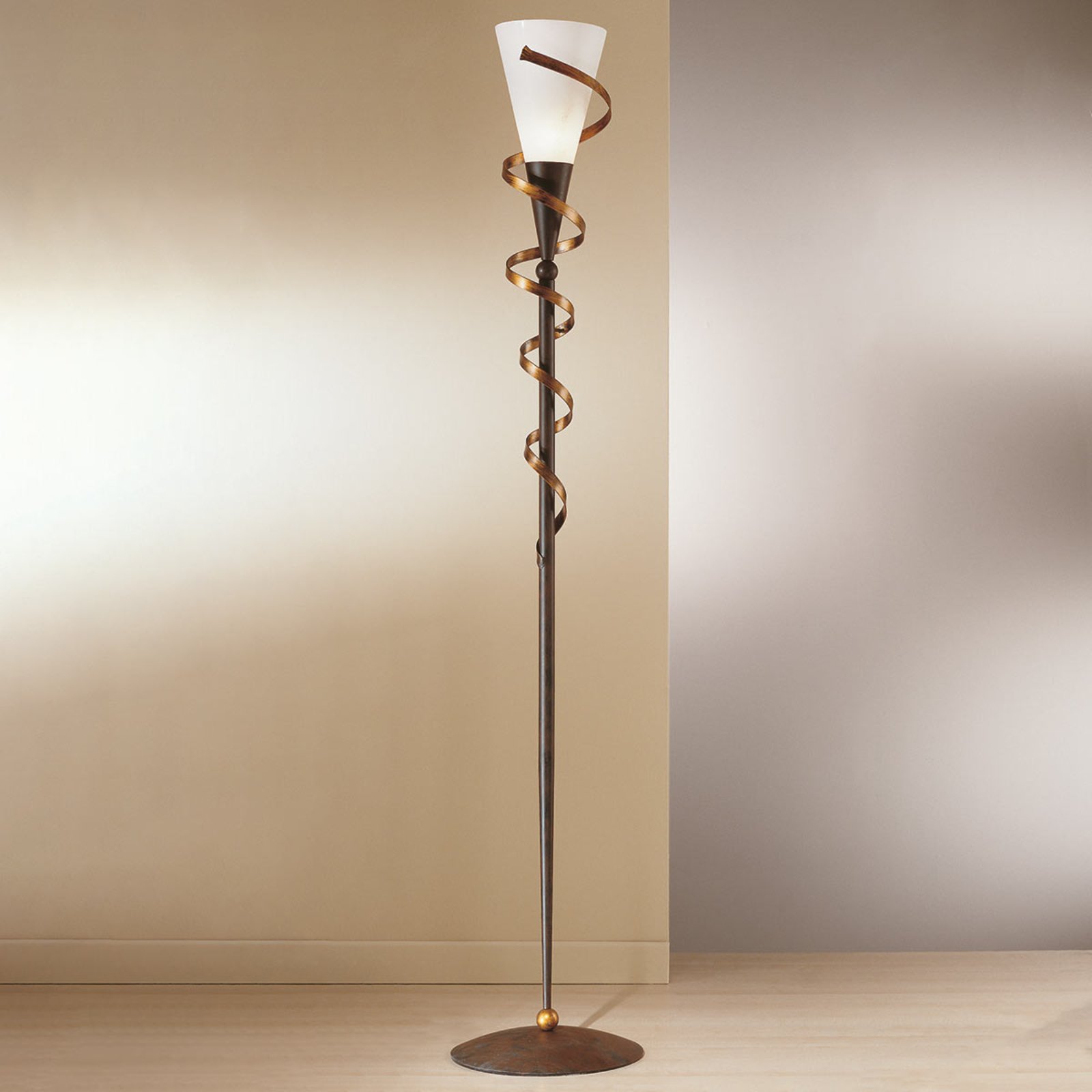 BONITO floor lamp with a golden spiral