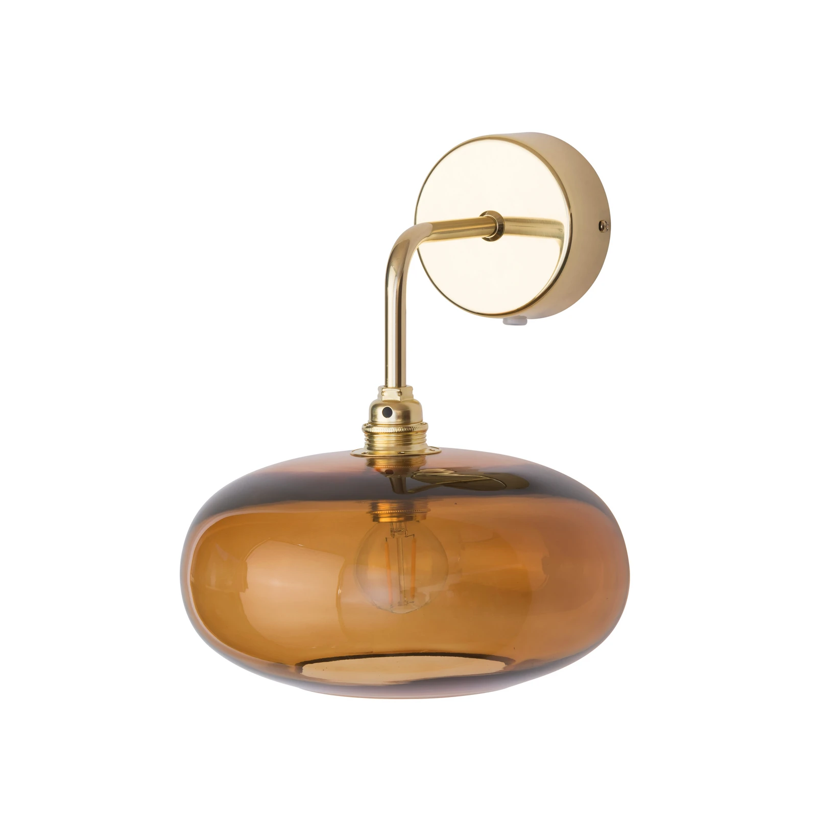 Aplique de pared EBB & FLOW Horizon, marrón, cristal, Ø 21 cm