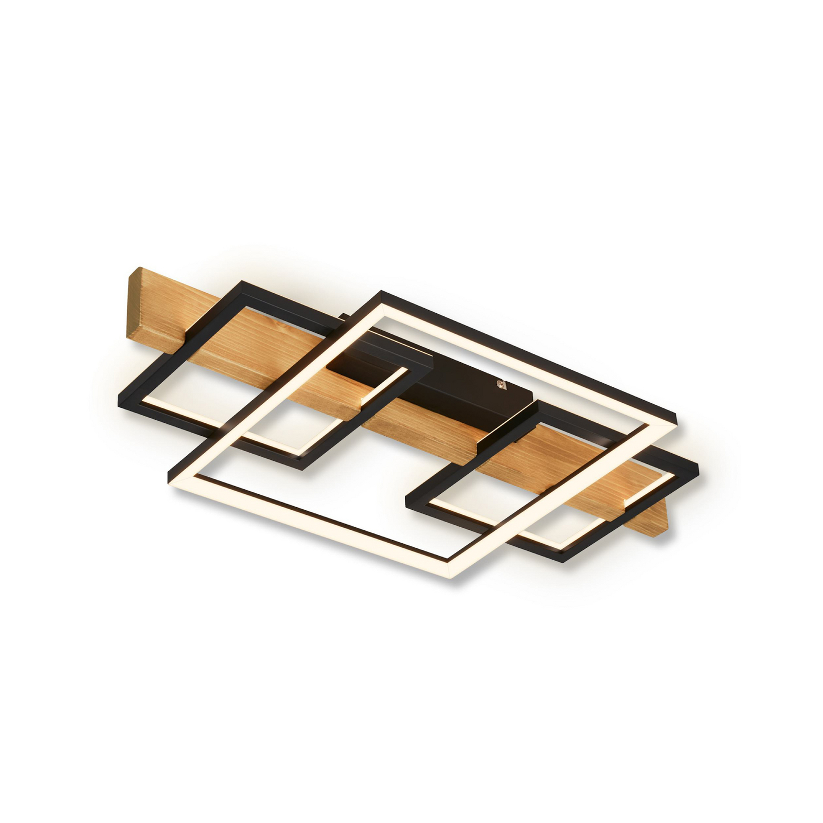 LED-Deckenleuchte Cadre, 3000K, 55cm, schwarz, Holz