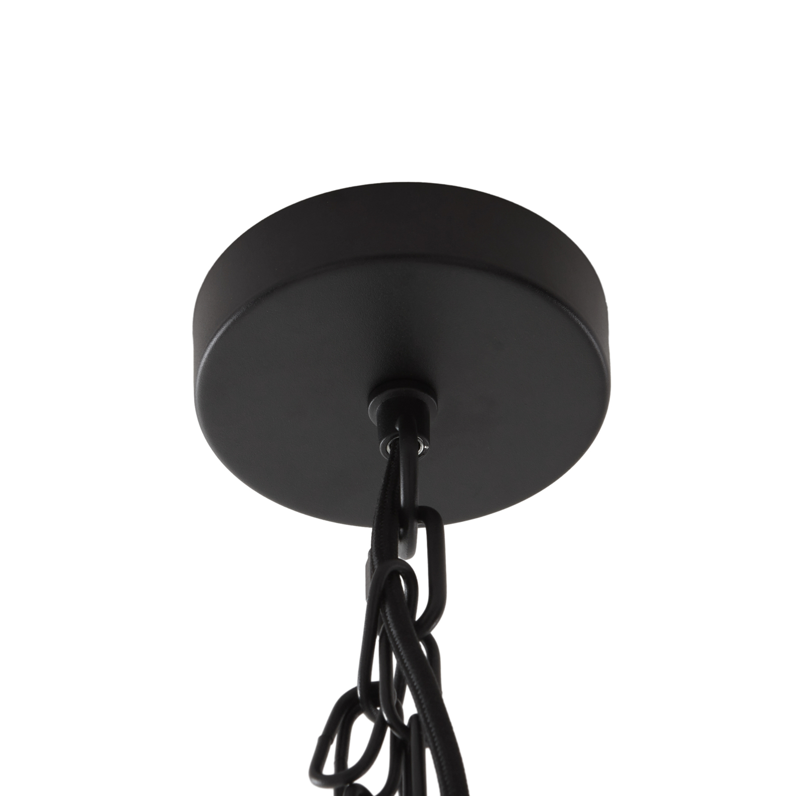 Lucande hanglamp Kaeloria, zwart/messing, aluminium, Ø 35 cm