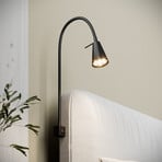 Aplique de pared LED Tuso, montaje en cama, negro