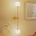 Alison wall light, 2-bulb, brass/white, 89 cm