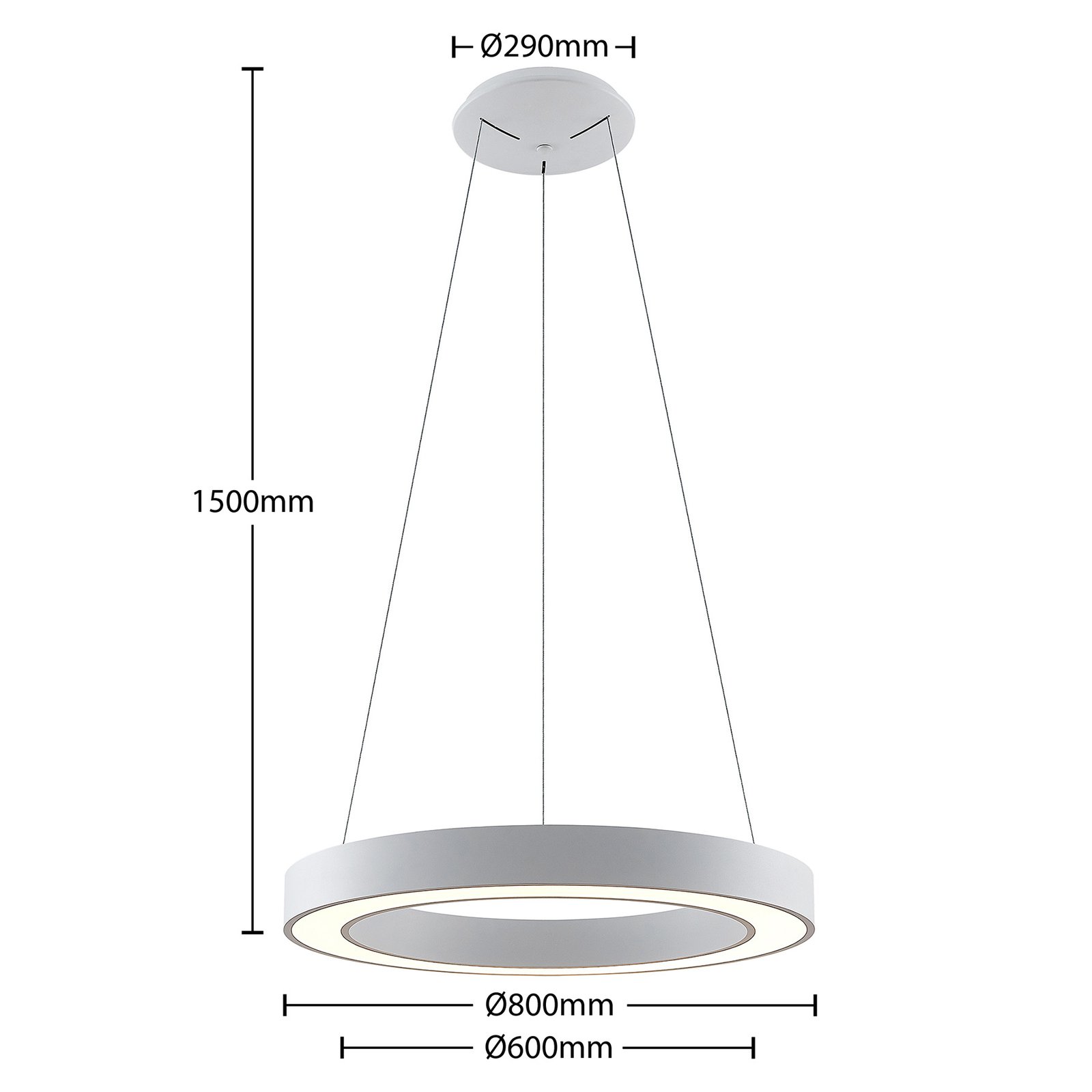 Arcchio Sharelyn LED-Pendelleuchte, Ø 80 cm, weiß, Ring, CCT