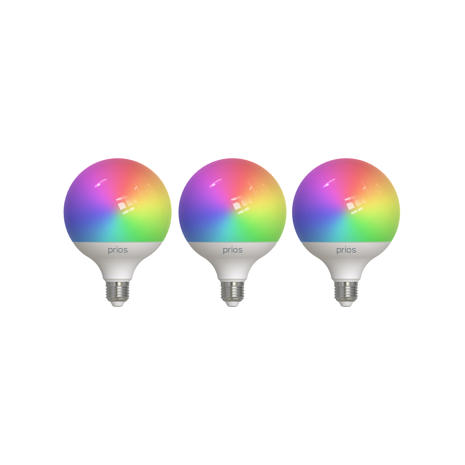Prios LED-E27-Lampe G125 9W RGBW WLAN matt 3er-Set