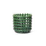 ferm LIVING Ceramic basket, round, Ø 16 cm, green, ceramic