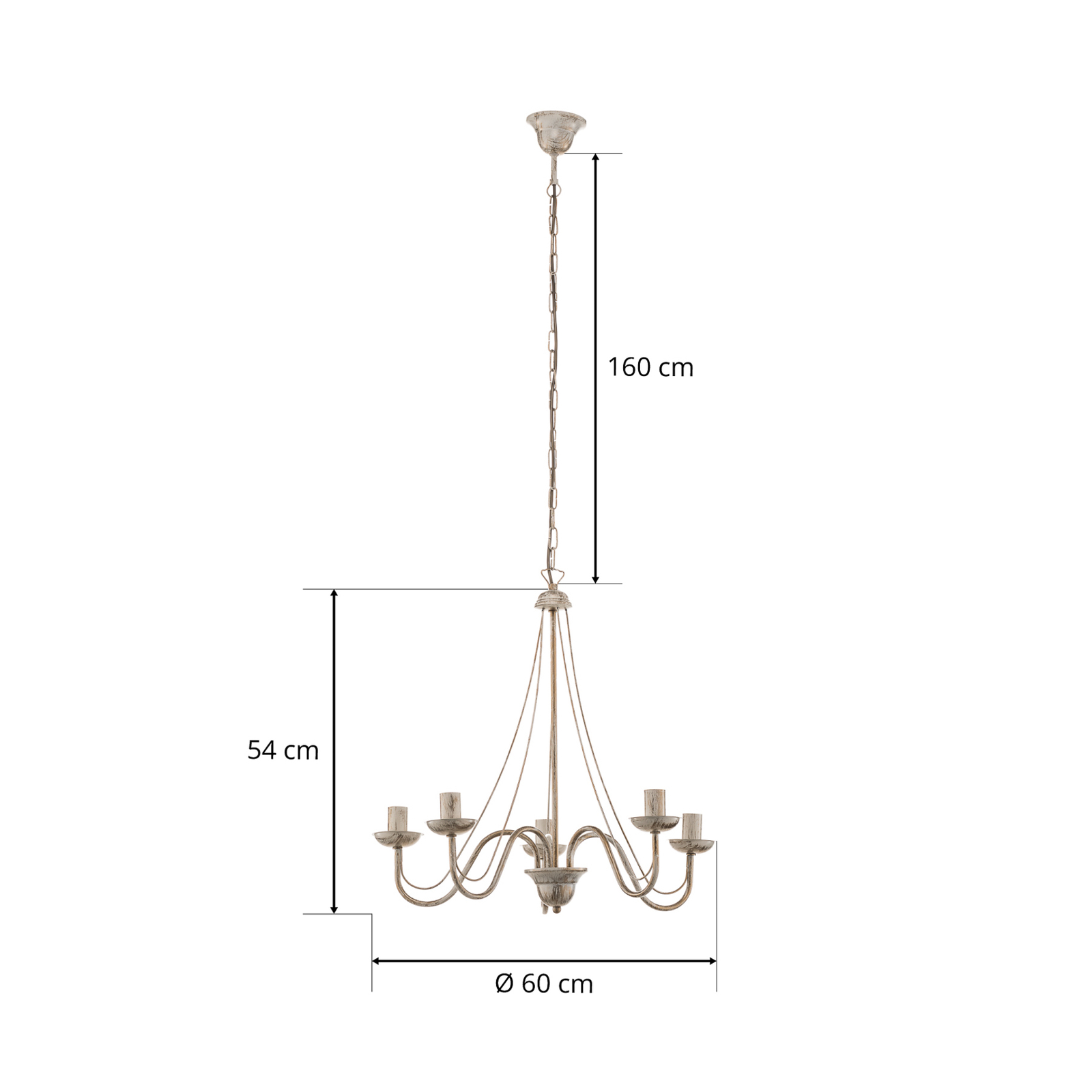 Malbo 5-bulb chandelier in white