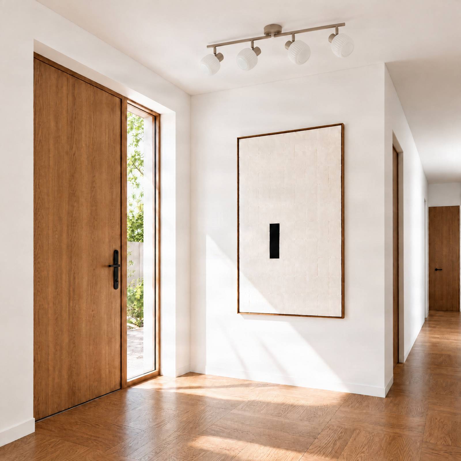 Reflektor sufitowy Nola Evey, długość 83 cm, 4-punktowa, biały/beżowy