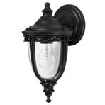 Anglická nástenná lampa Bridle, IP44, Ø16,5 cm, čierna – Elstead