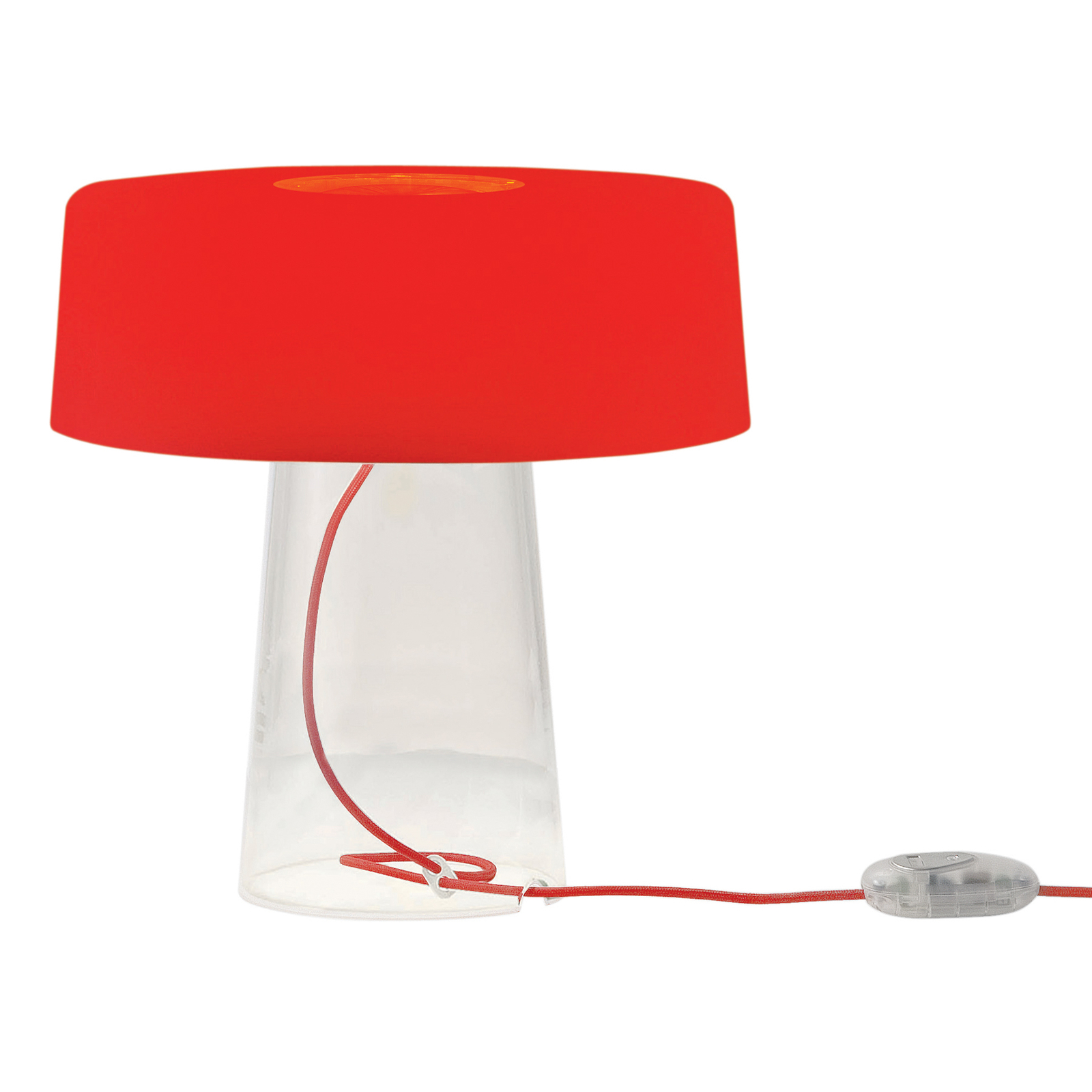 Stolní lampa Prandina Glam 36 cm čiré/červené stínidlo