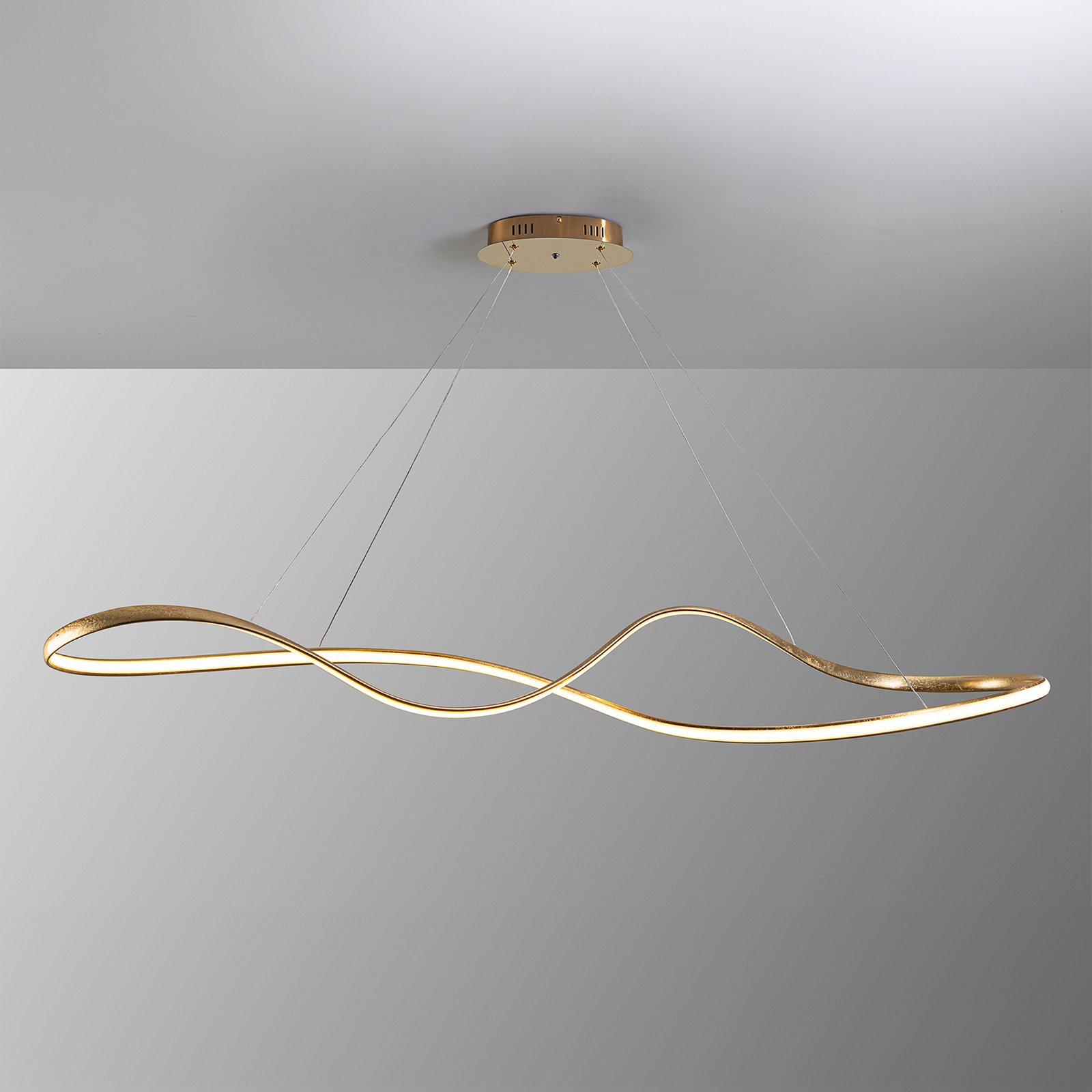 LED piekaramais gaismeklis Lia, zelta krāsā, CCT, tālvadības pults, metāls