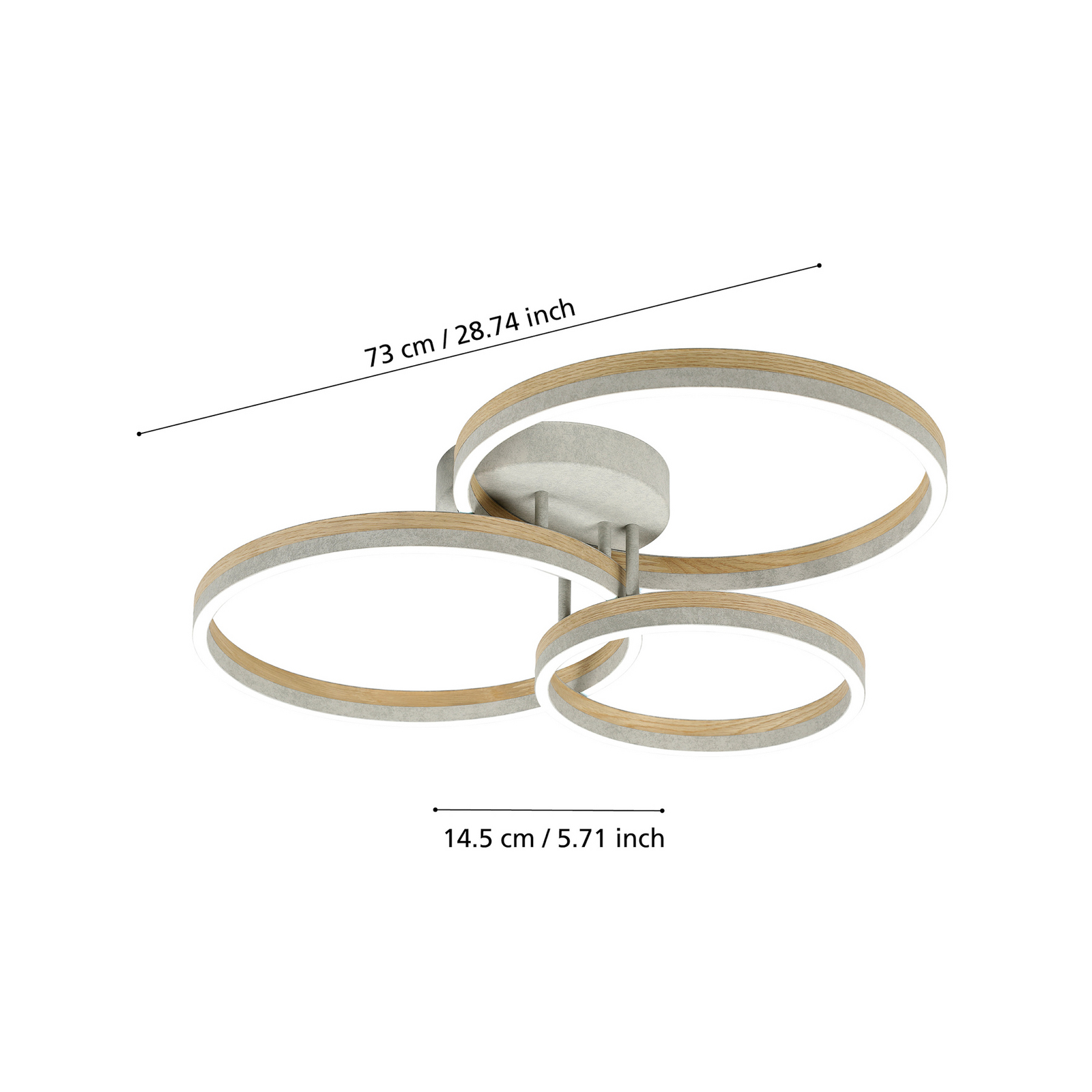 LED stropna svjetiljka Stars of Light, Cadinaro, sivo/drvo, 73 cm, prigušiva