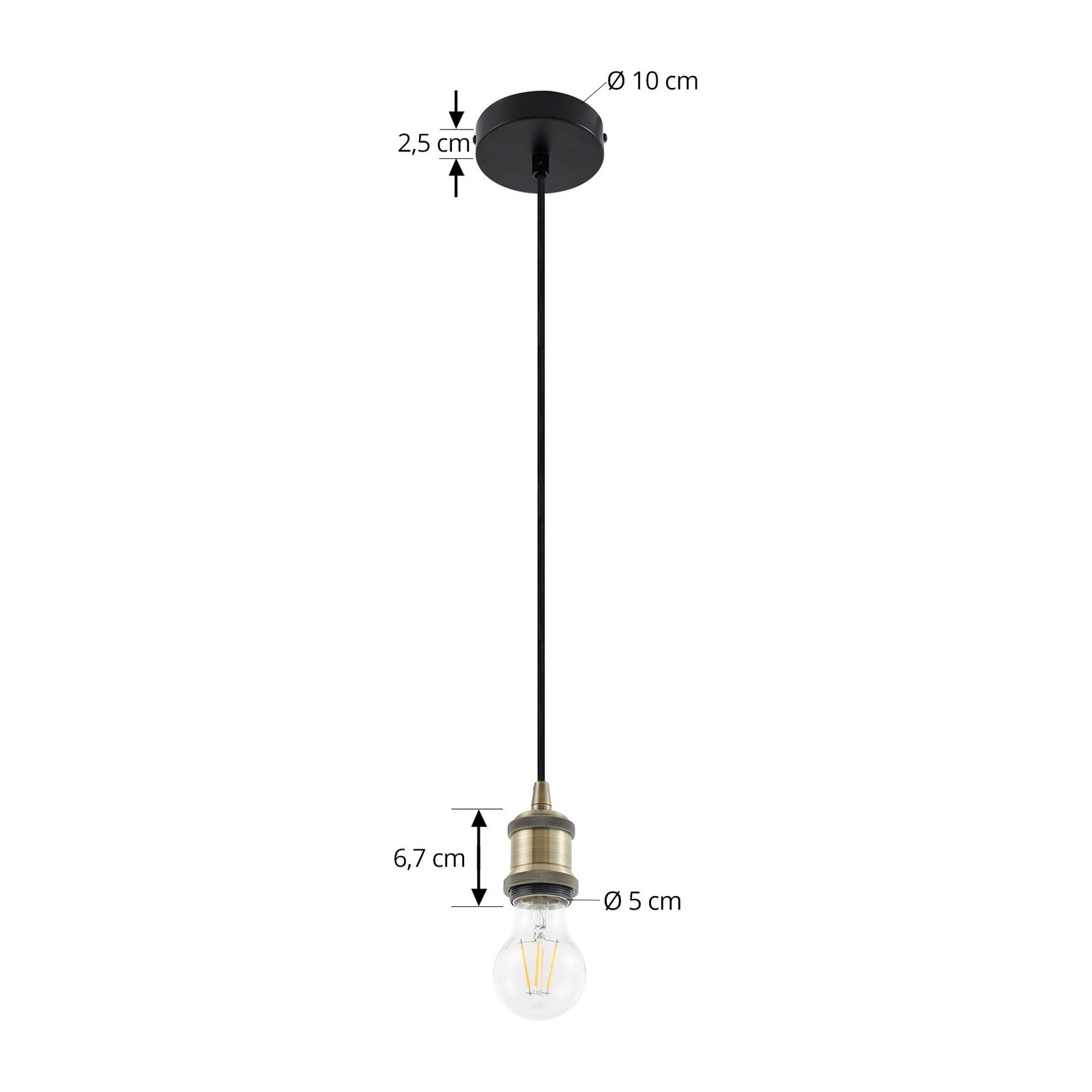 Hattie pendant light, E27 socket, Ø 5 cm, brass, metal - Lindby