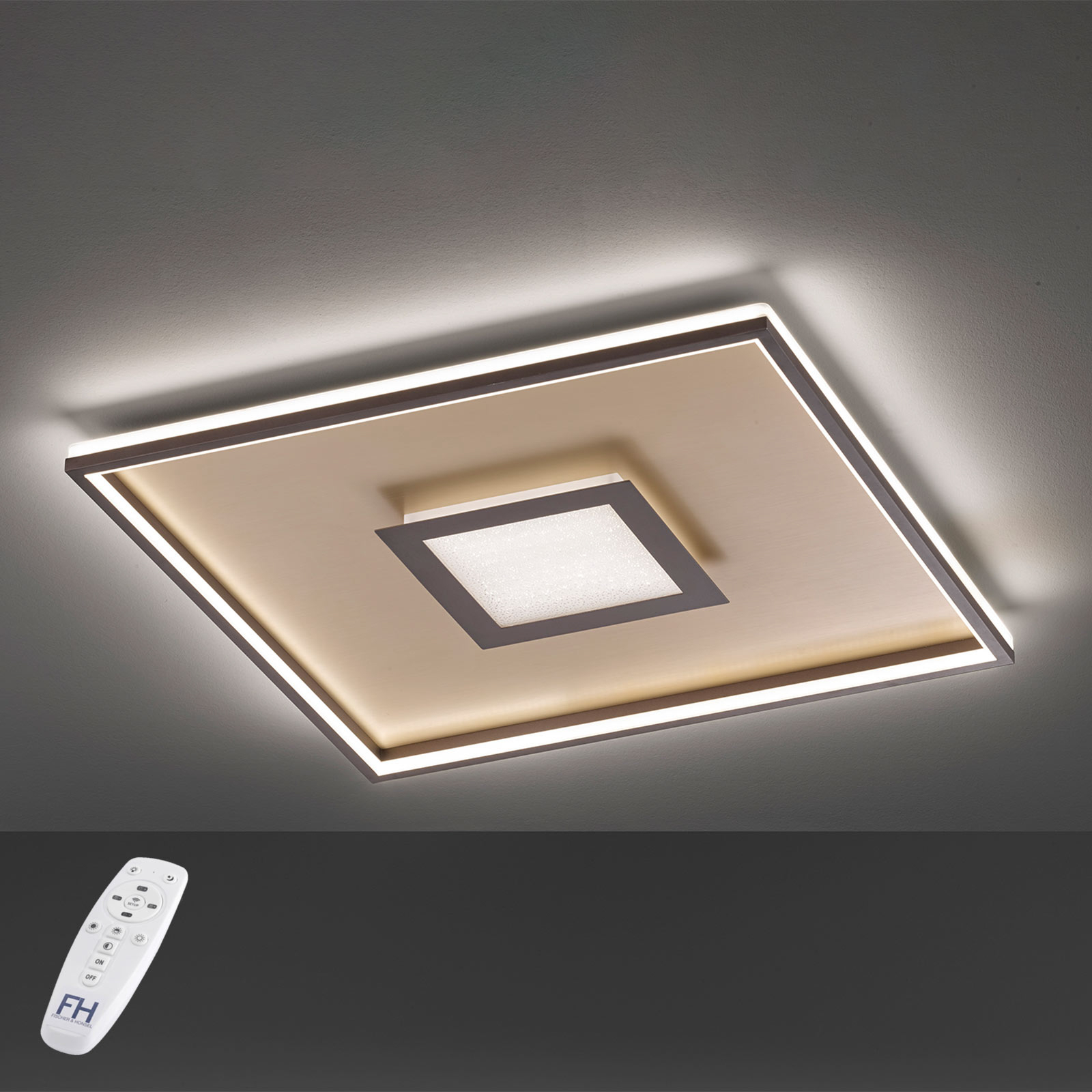 LED stropní světlo Bug čtvercové, rezavá 60x60cm