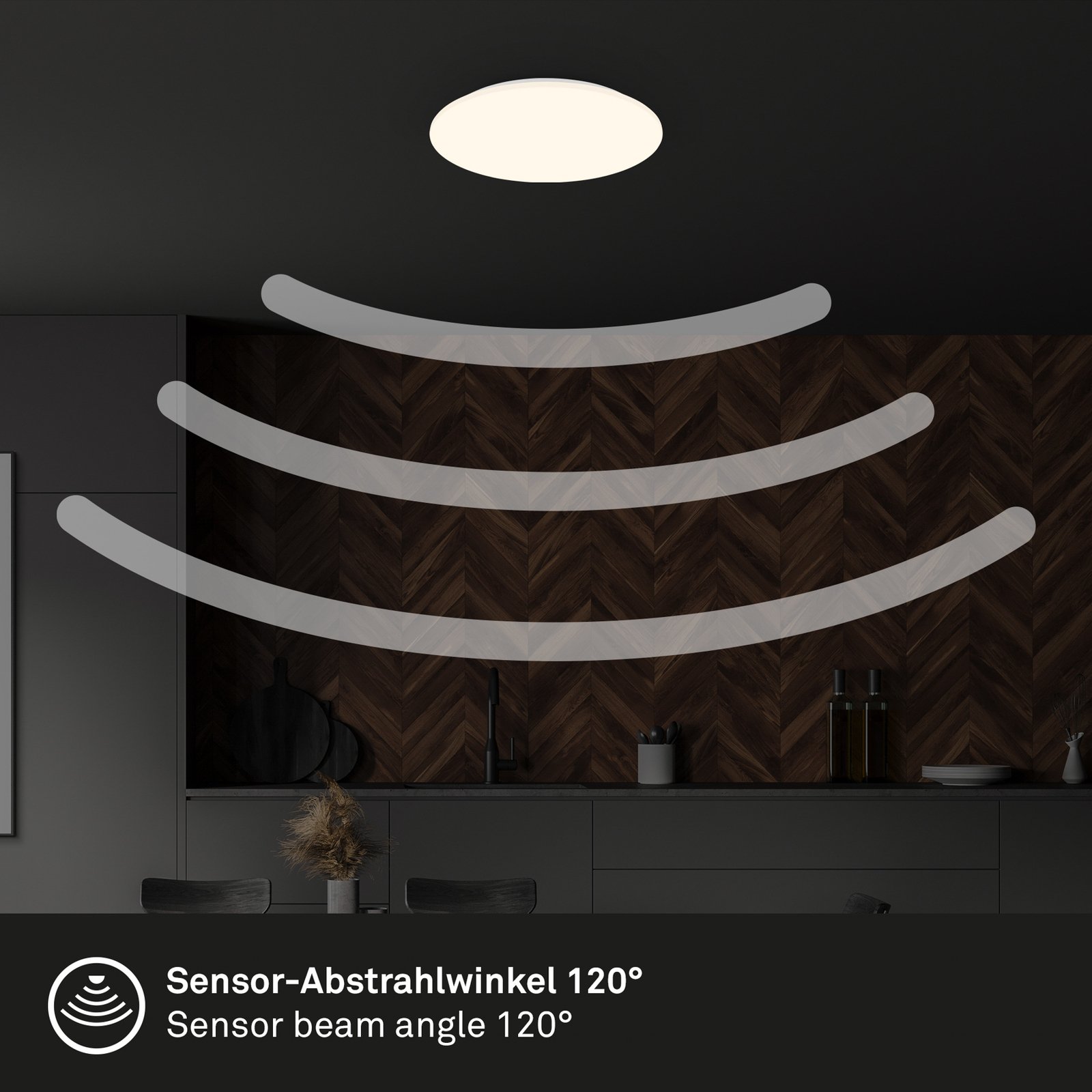 Stropní svítidlo Ekos LED, senzor, Ø 35 cm