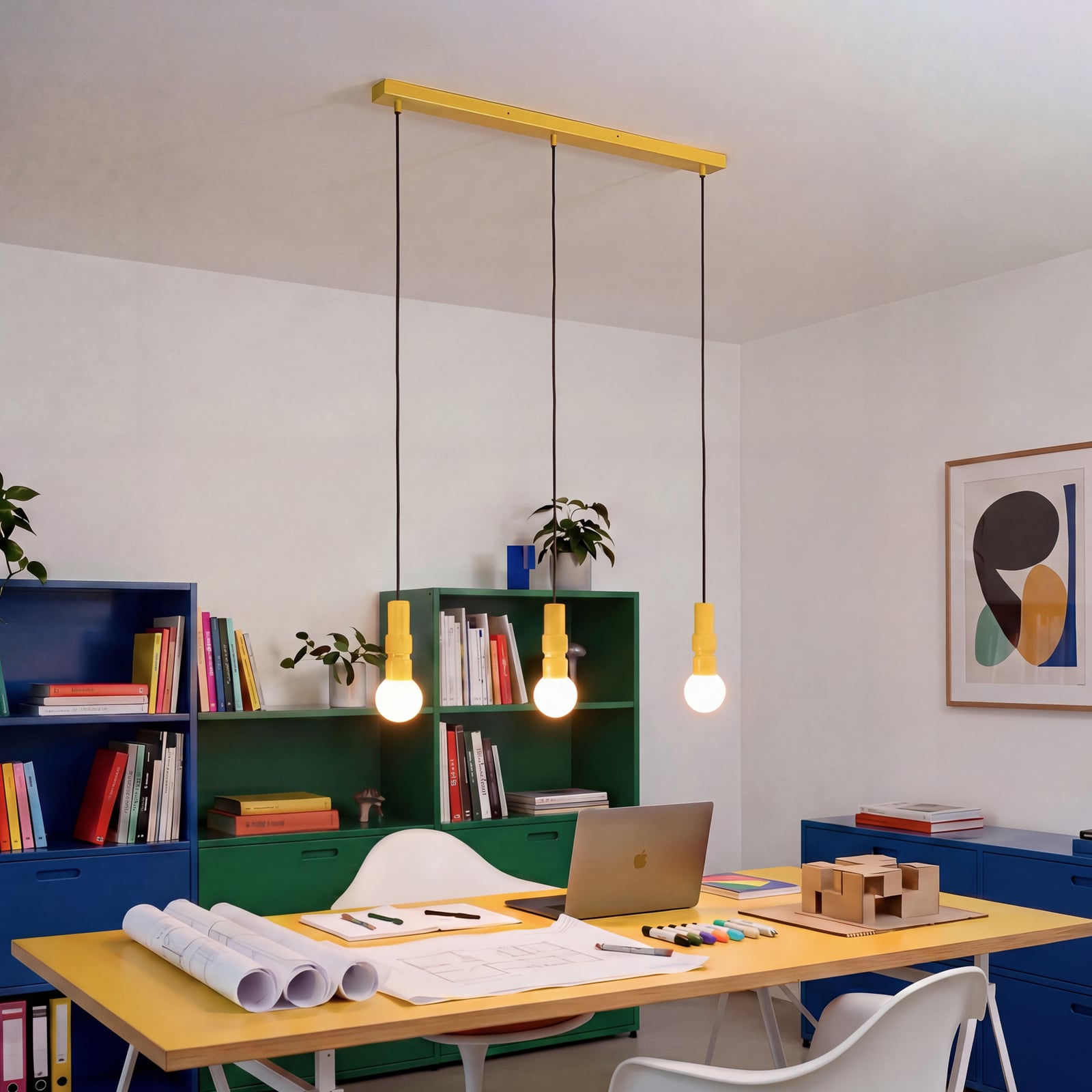 Lampă suspendată OSRAM Decor Bolty, galbenă, lungime 66 cm, cu 3 becuri Lampă suspendată OSRAM Decor Bolty, galbenă, lungime 66 cm, cu 3 becuri