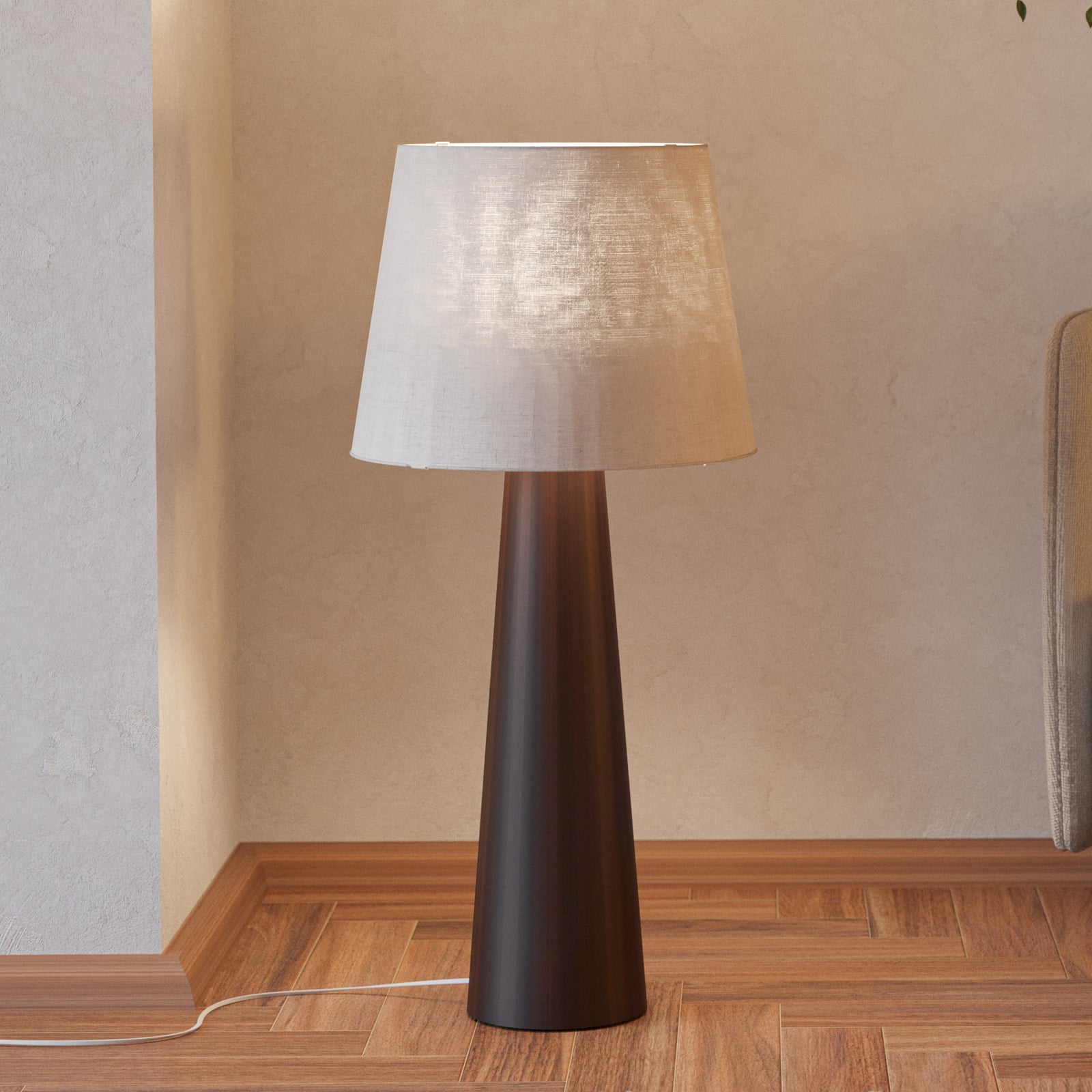Patemisco-maavalaisin, ruskea/luonnonvärinen, teräs, tekstiili, korkeus 90 cm