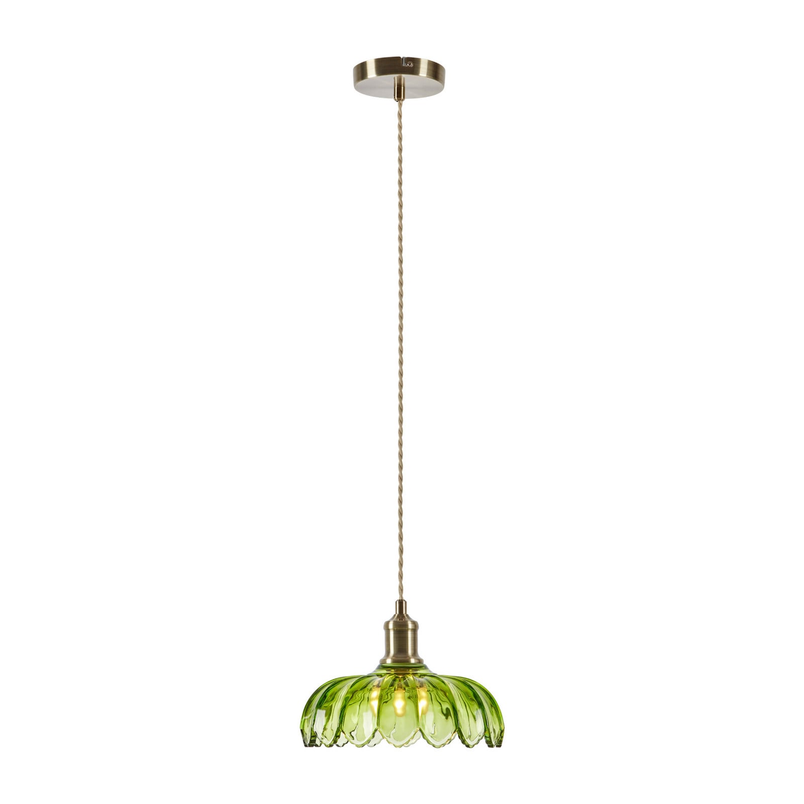 Markslöjd Lampă suspendată Kurage alamă veche/verde sticlă Ø 26 cm E27 - Bucătărie - alamă veche verde bej
