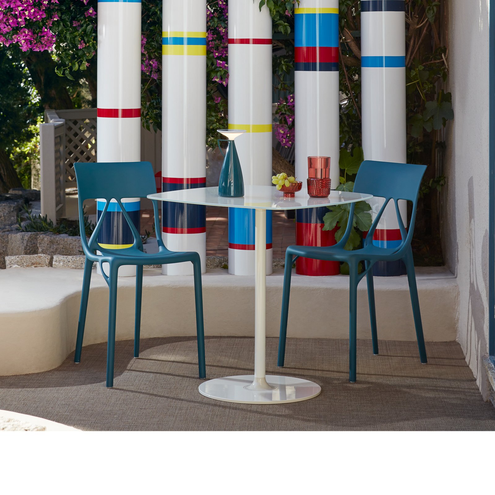 Chaises A.I. Lite, pétrole, hauteur 80 cm, lot de 2 - Kartell
