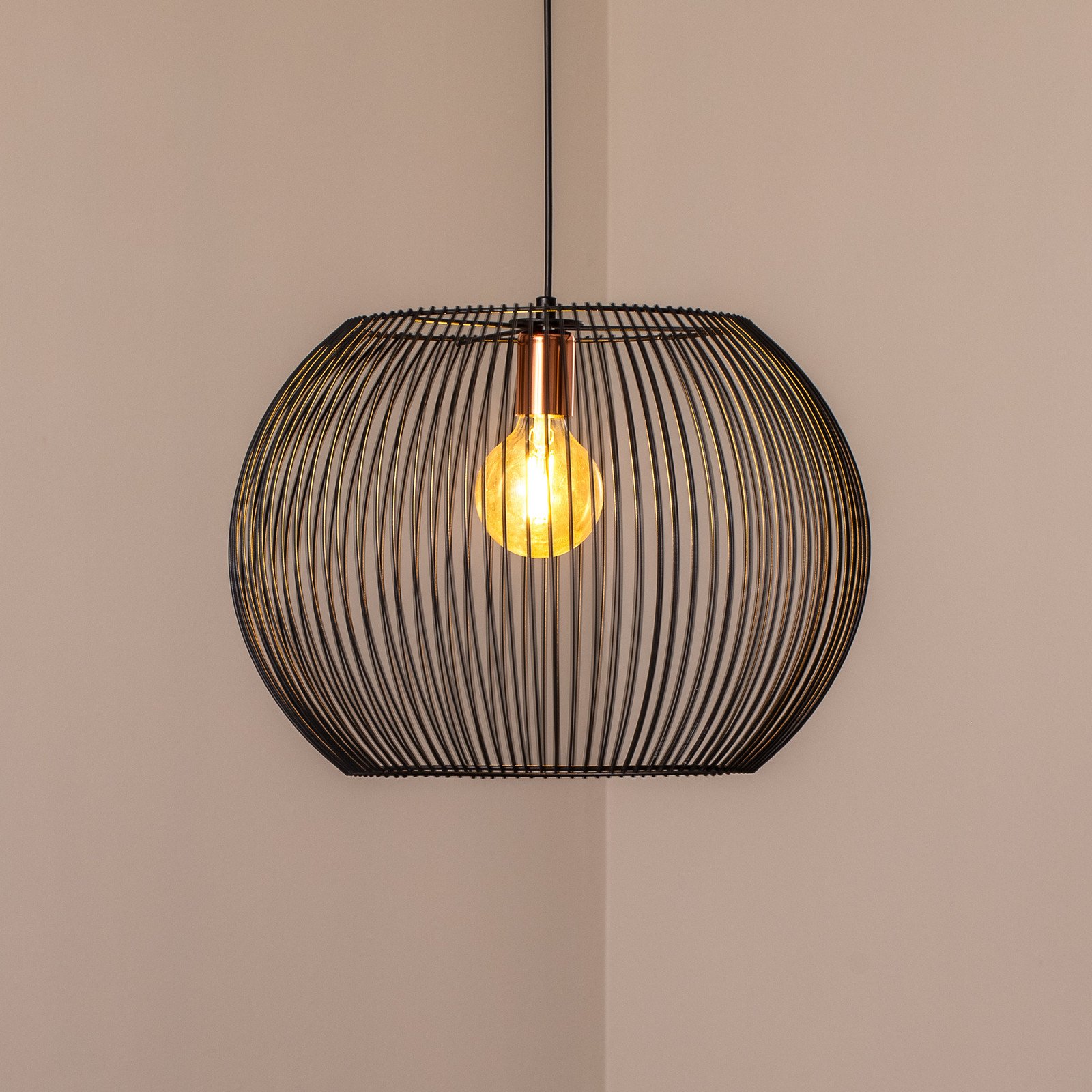 MODELSA Lampă suspendată Cordano negru Ø 48 cm metal - Camera de zi / sufragerie - Modern - negru roz