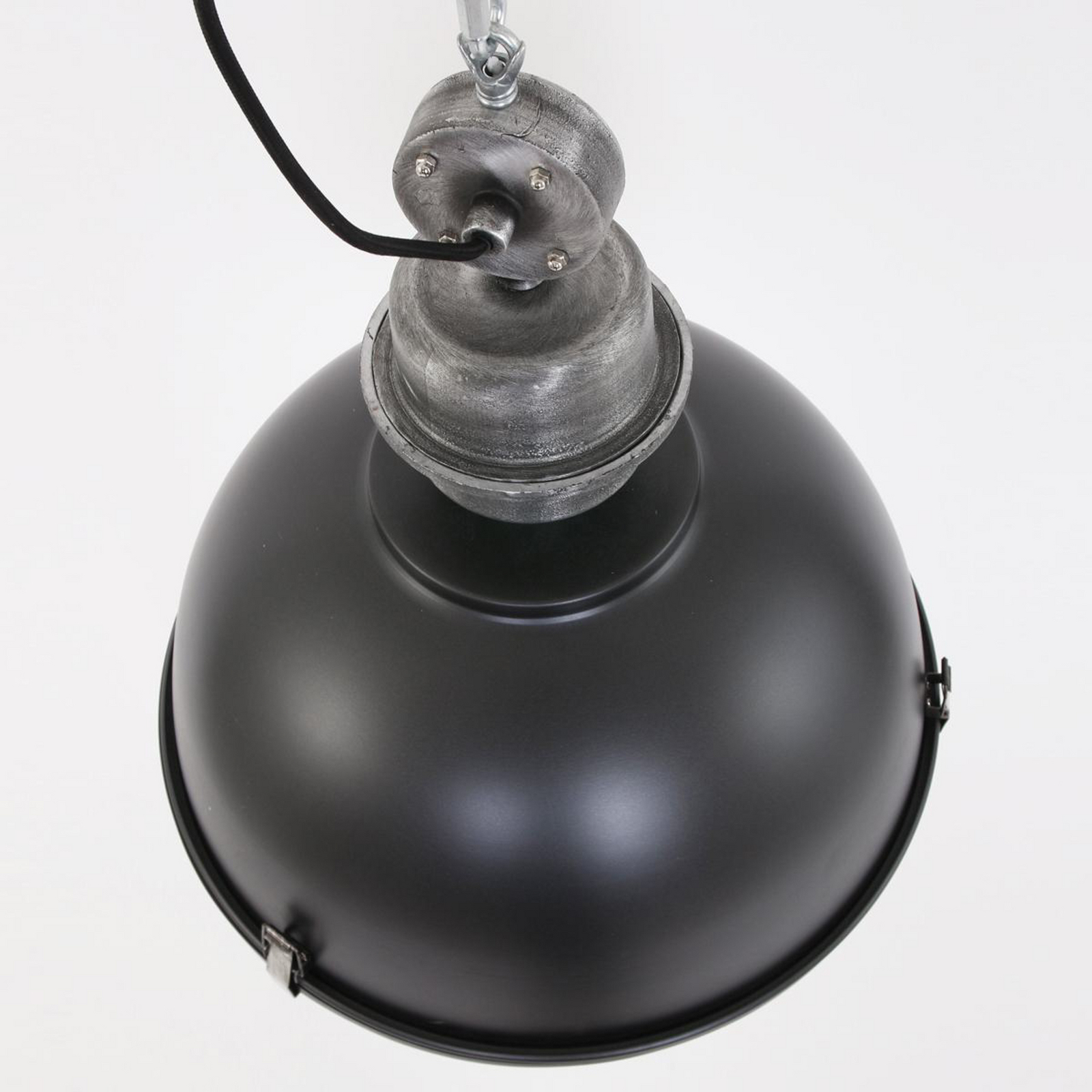 Lámpara colgante Bikkel, Ø 42 cm, negra, metal, cristal, E27