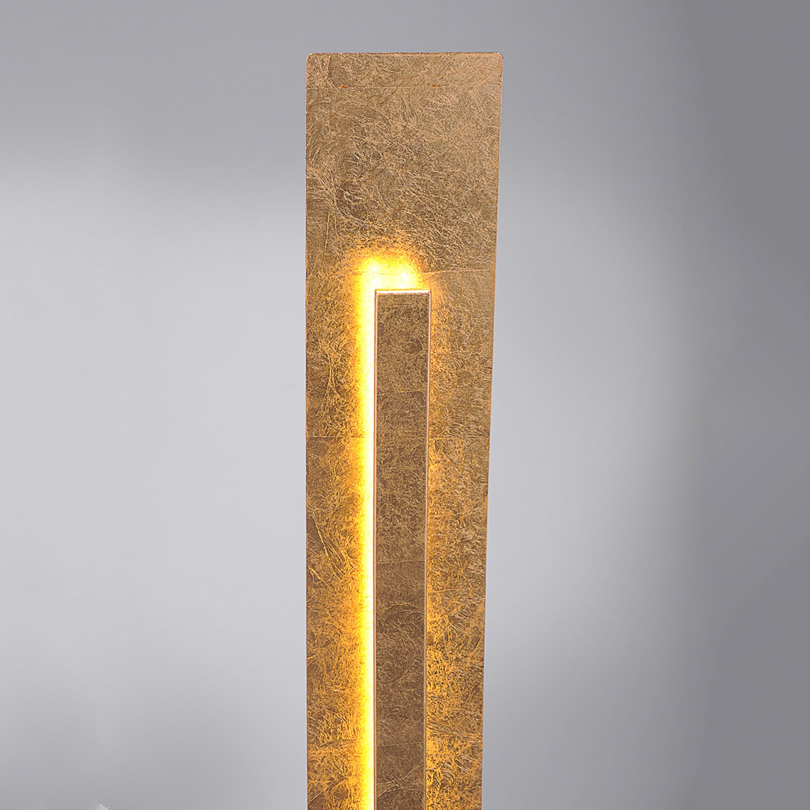 Lampadaire LED Nevis moderne, aspect feuille d'or