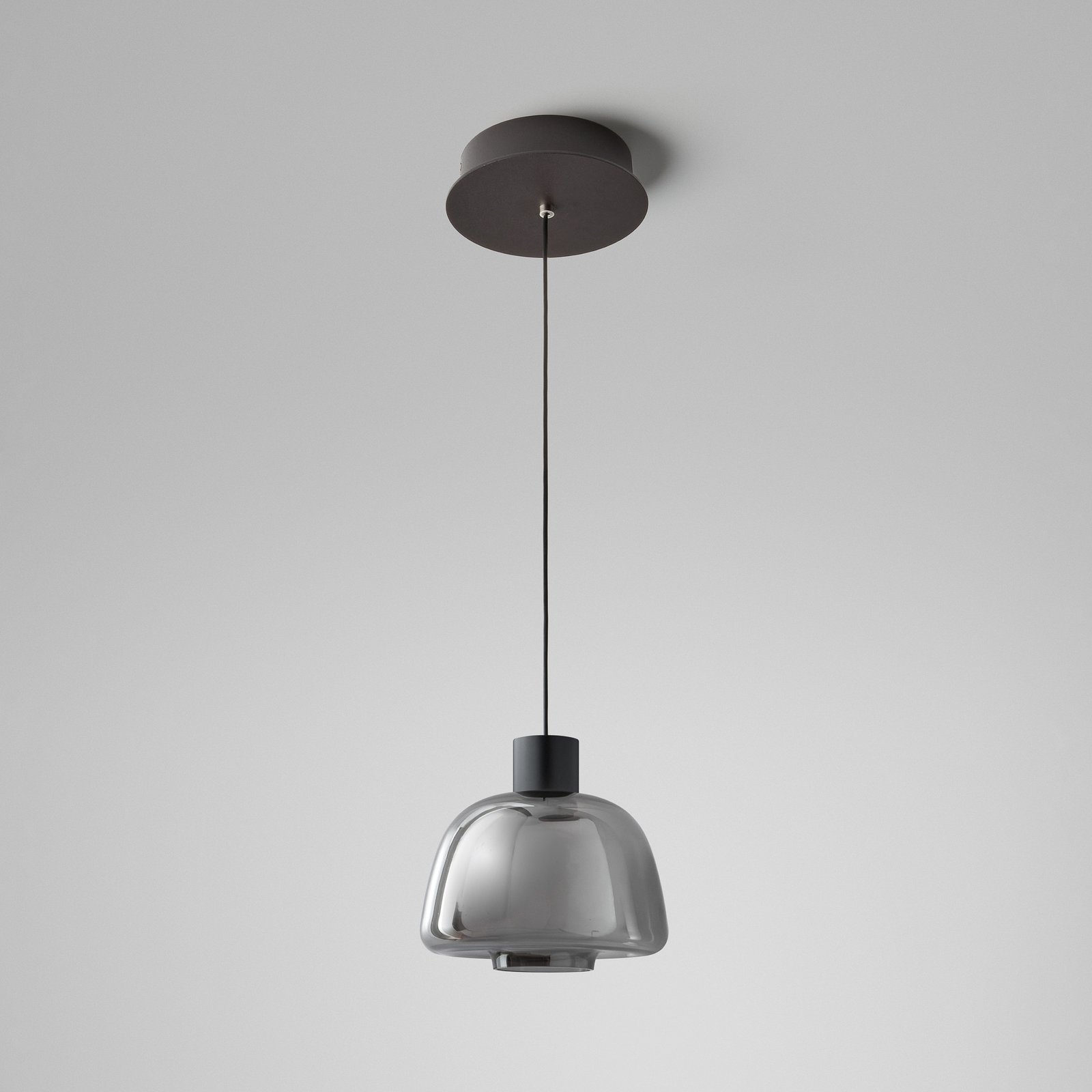 Lámpara colgante LED Bover Drep S/01, gris humo, cristal, 2700 K Lámpara colgante LED Bover Drep S/01, gris humo, cristal, 2700 K