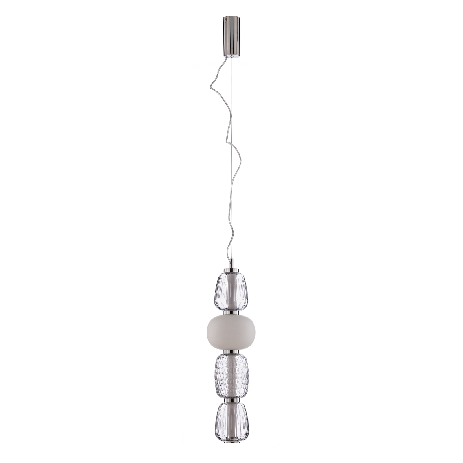 Lucande LED luminária suspensa Fedra, vidro, cinzento/branco, Ø 17 cm