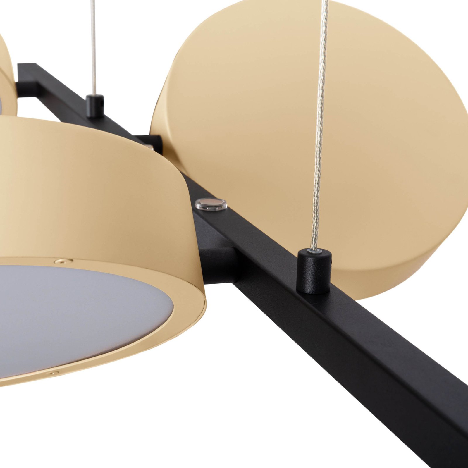 Hanglamp Tessa zwart/beige 110cm Touchdim CCT 4-lamps.