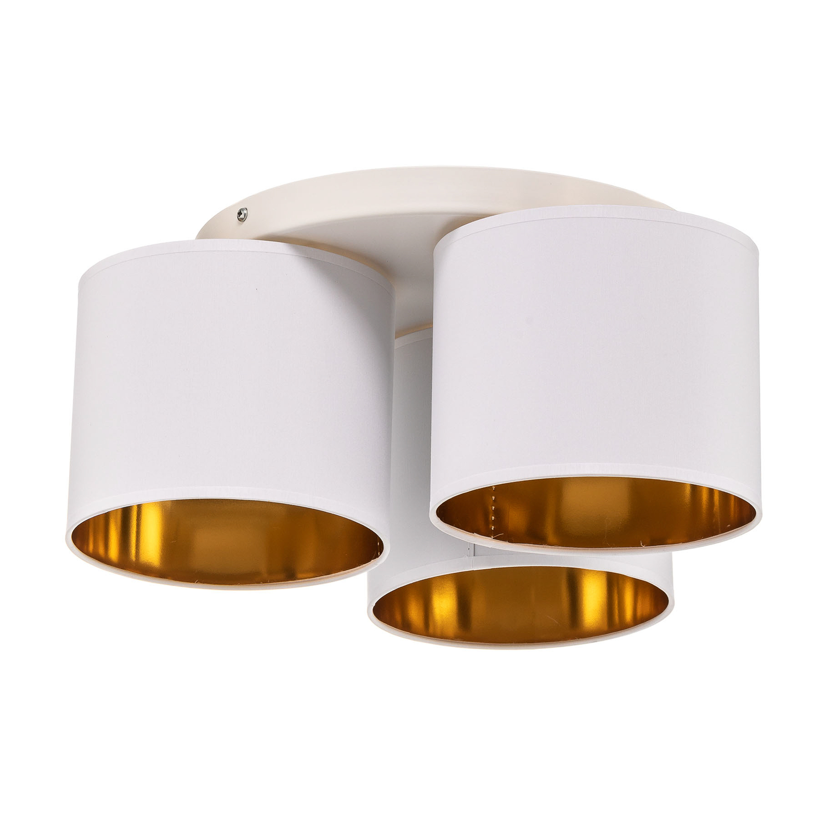 Soho loftslampe, cylindrisk, 3-lys hvid/guld