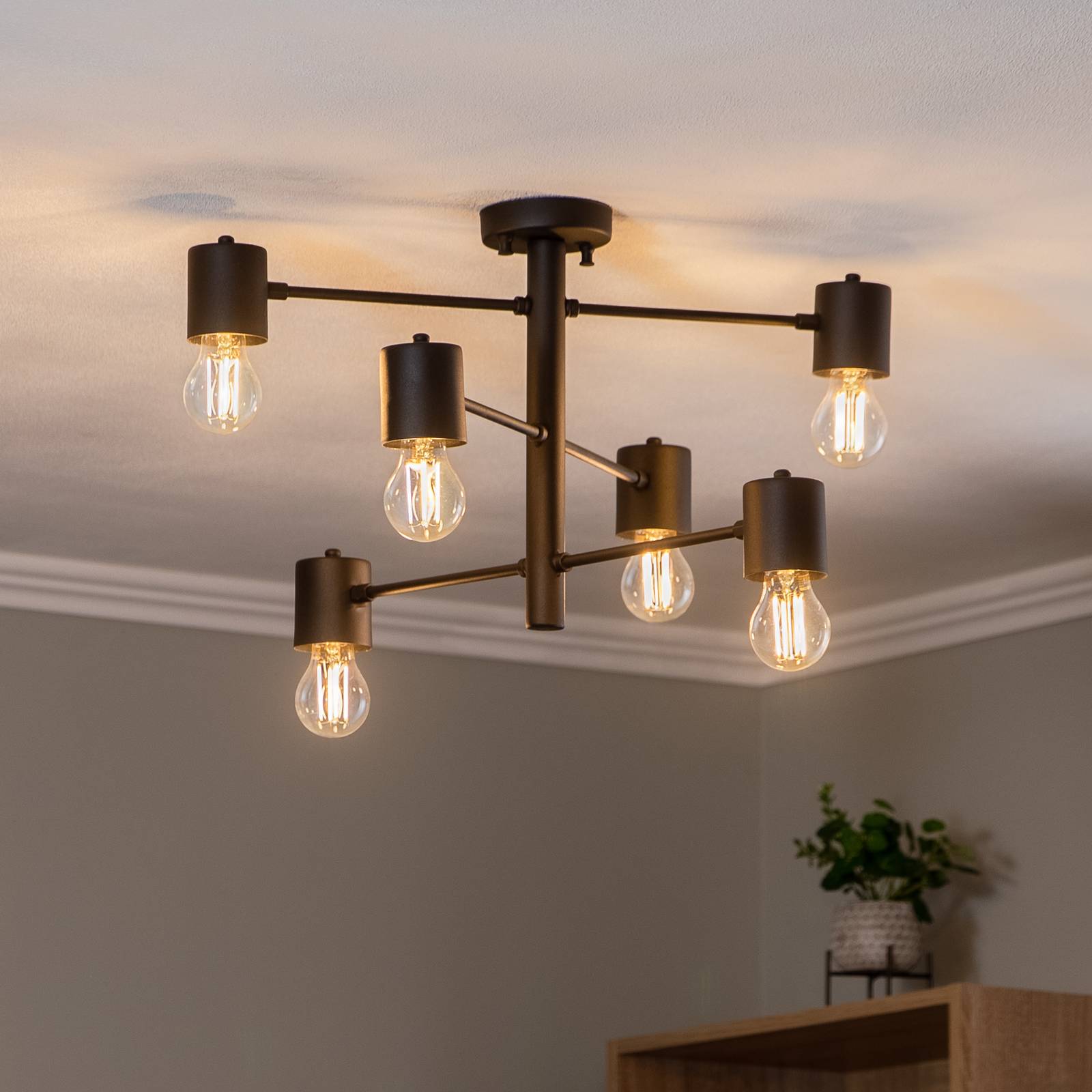 Opviq Plafonnier Hexa 6941 à 6 lampes noir