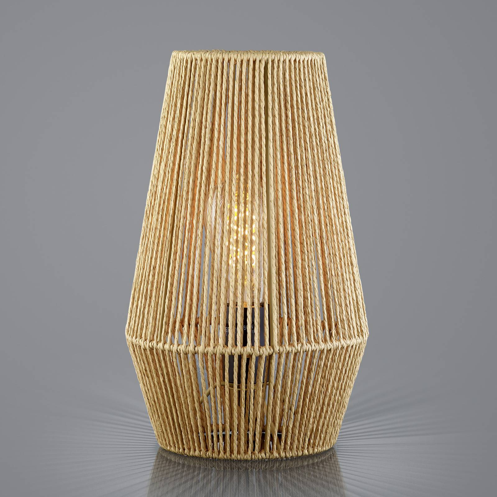 Bordlampe i reb lavet af papir brun Ø 20 cm